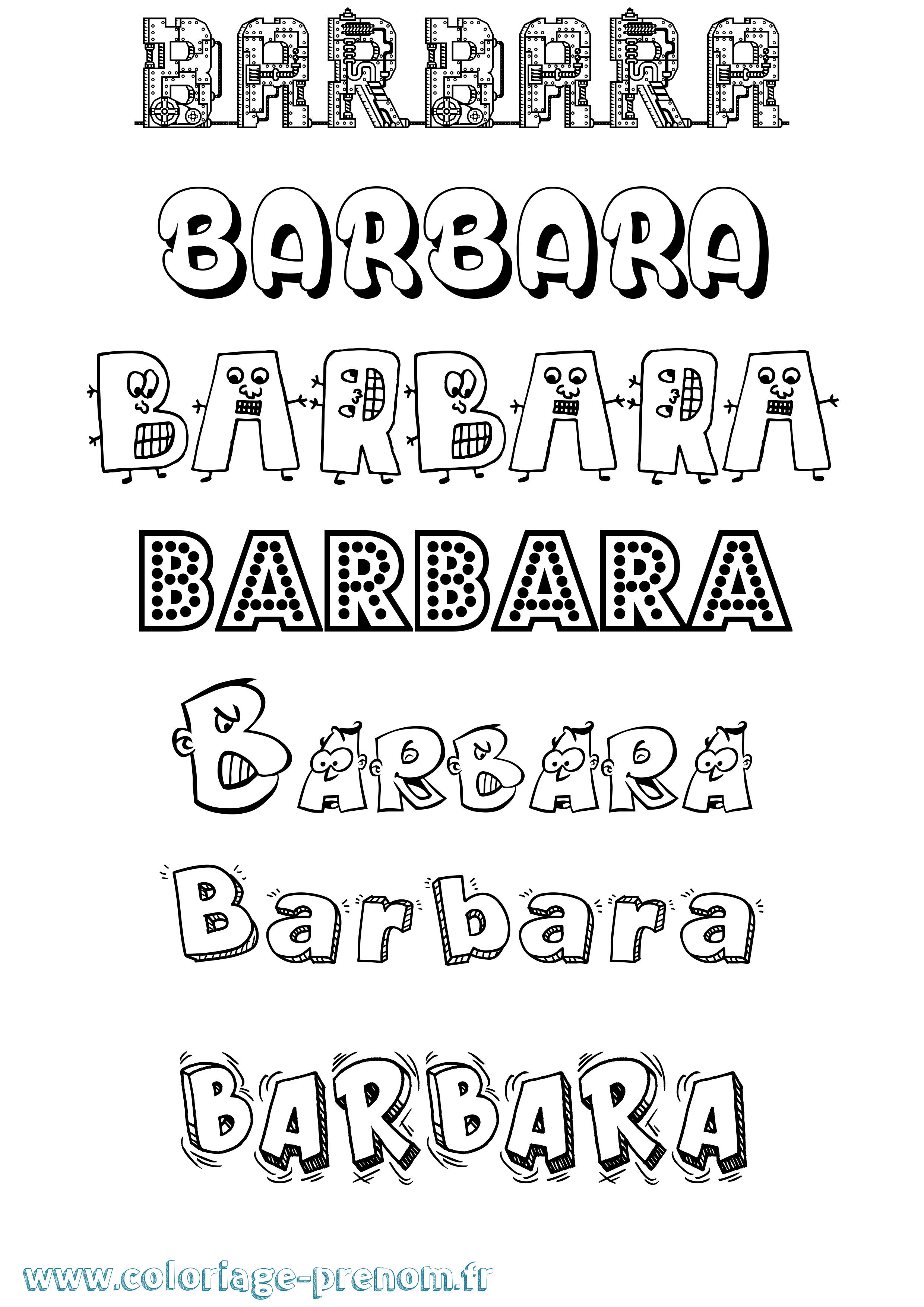 Coloriage Barbara Coloriage prénom Barbara