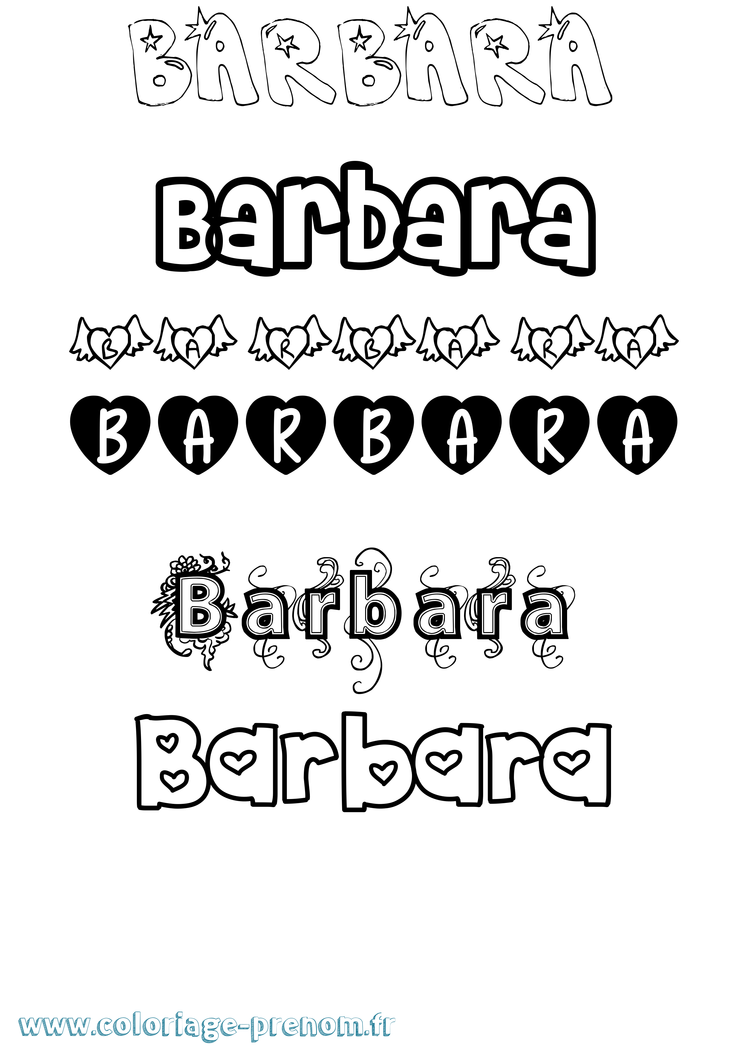 Coloriage prénom Barbara Girly