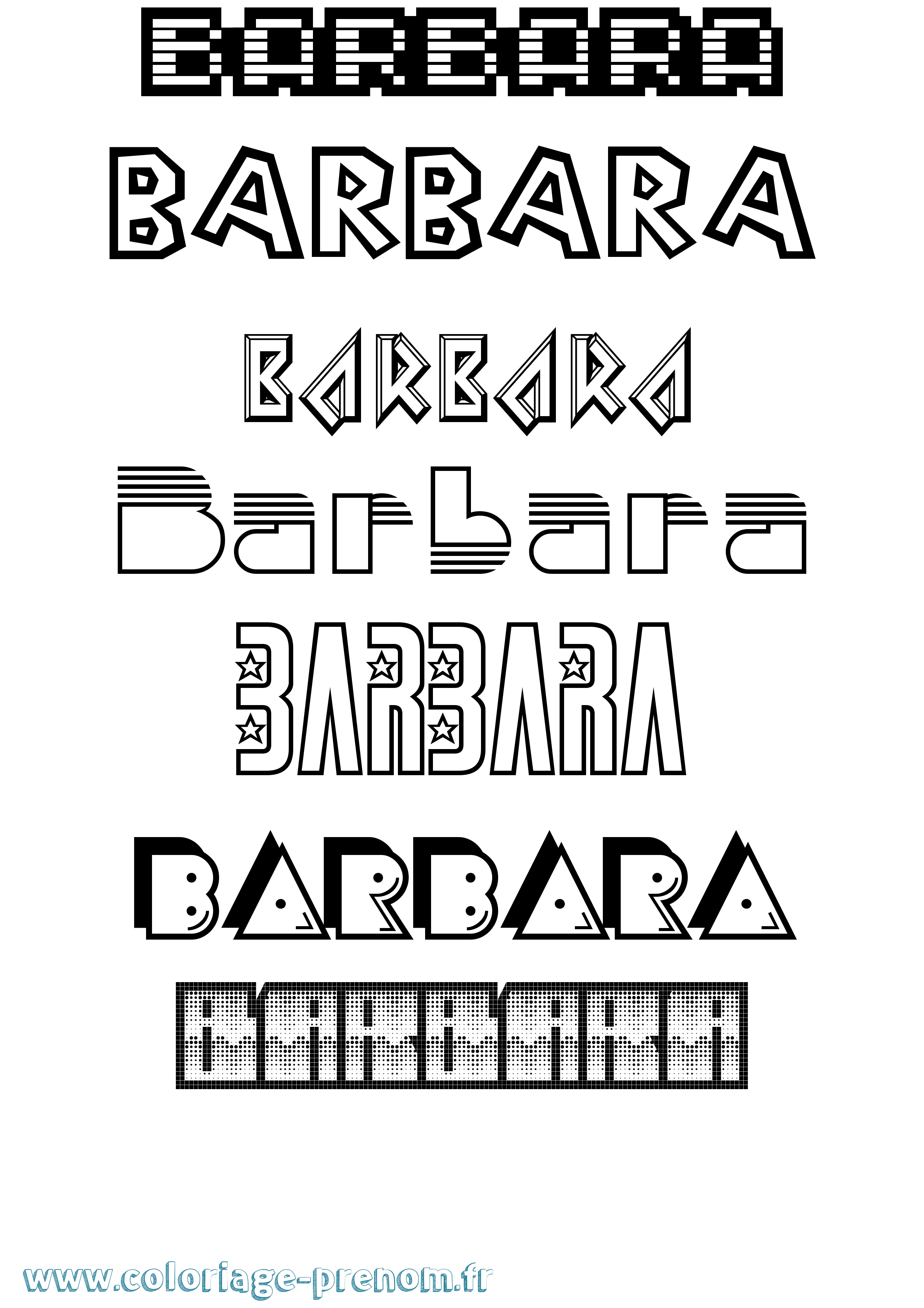 Coloriage Barbara Coloriage prénom Barbara