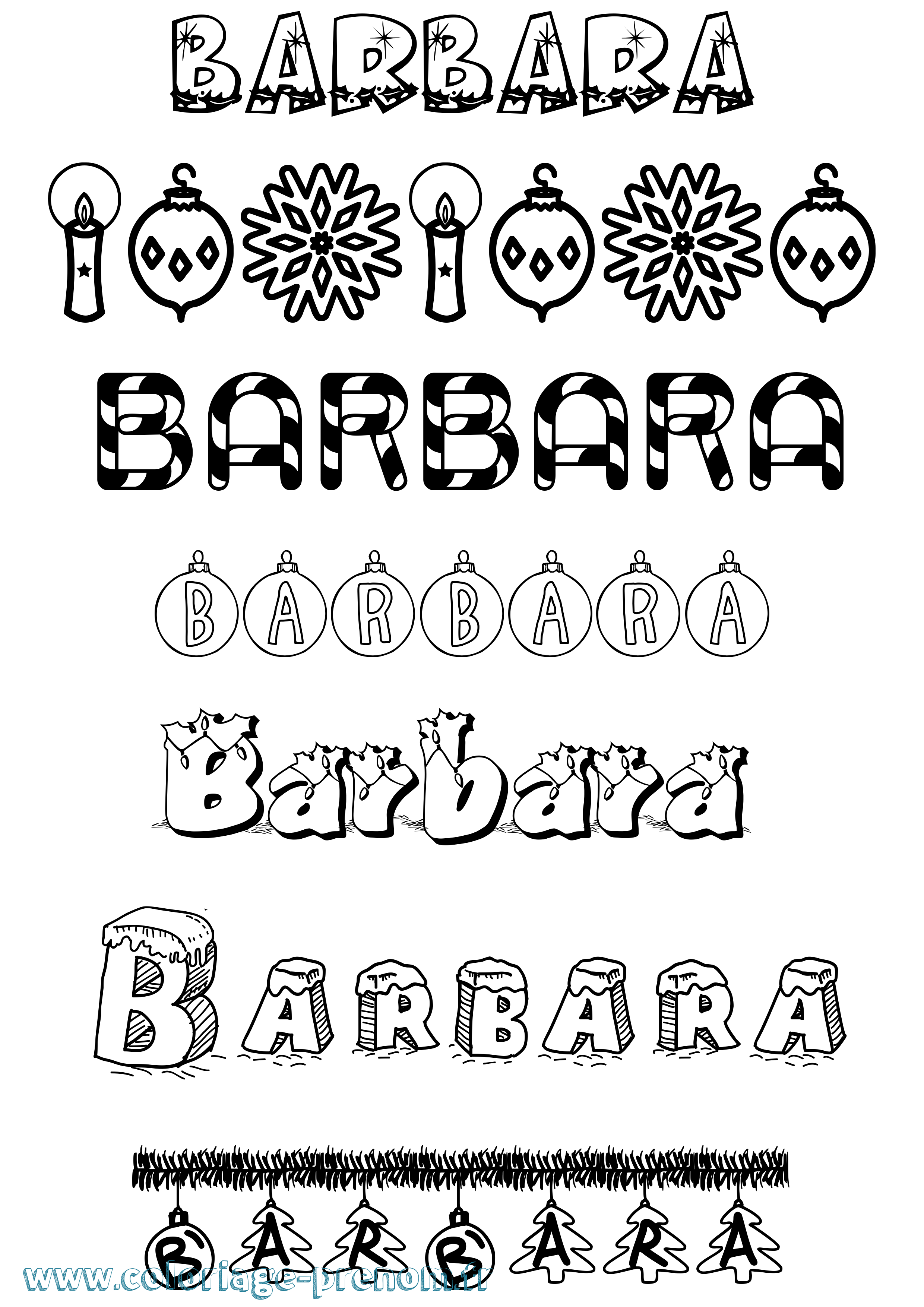 Coloriage Barbara Coloriage prénom Barbara
