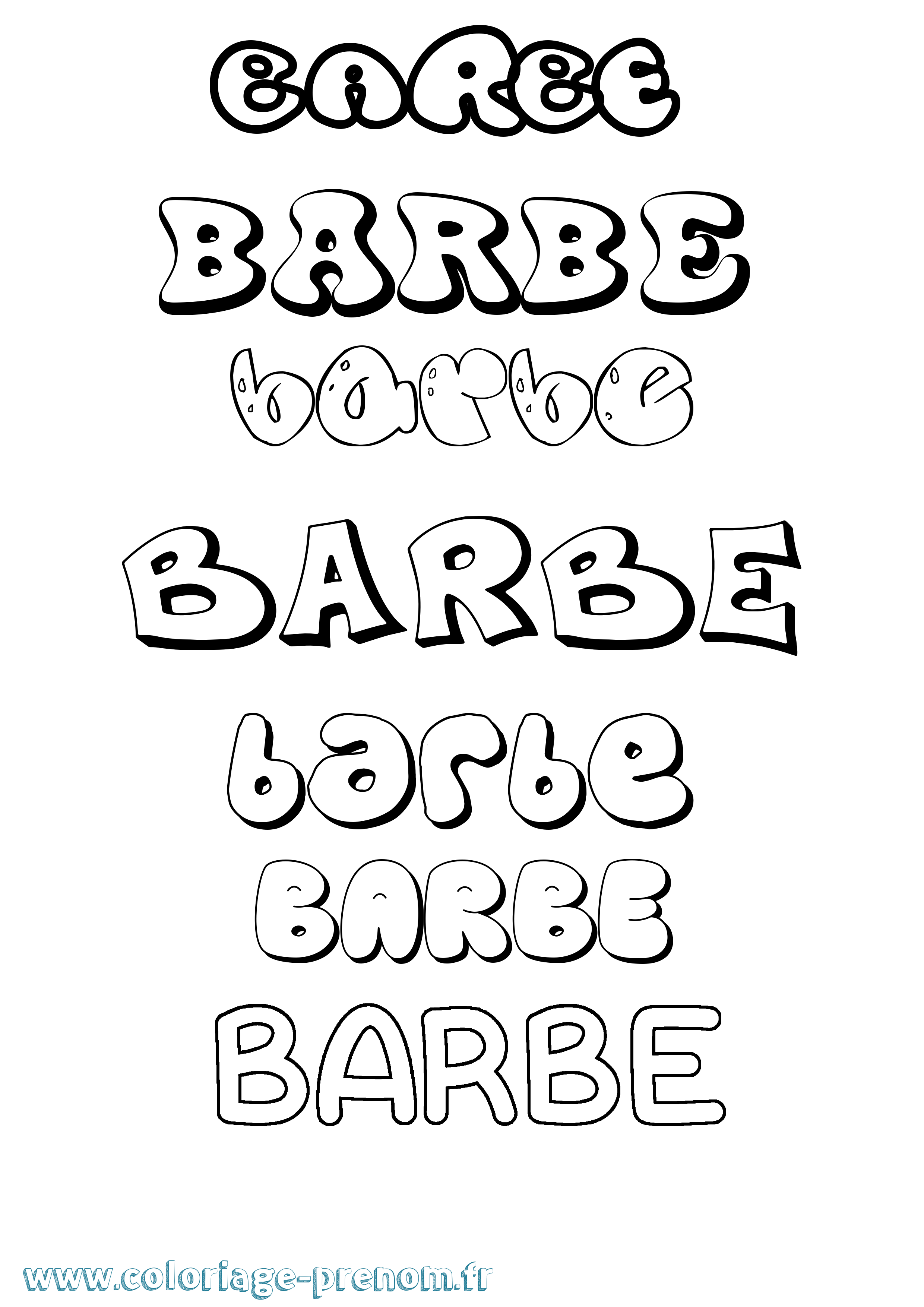 Coloriage Barbe Bubble Coloriage prénom Barbe Bubble