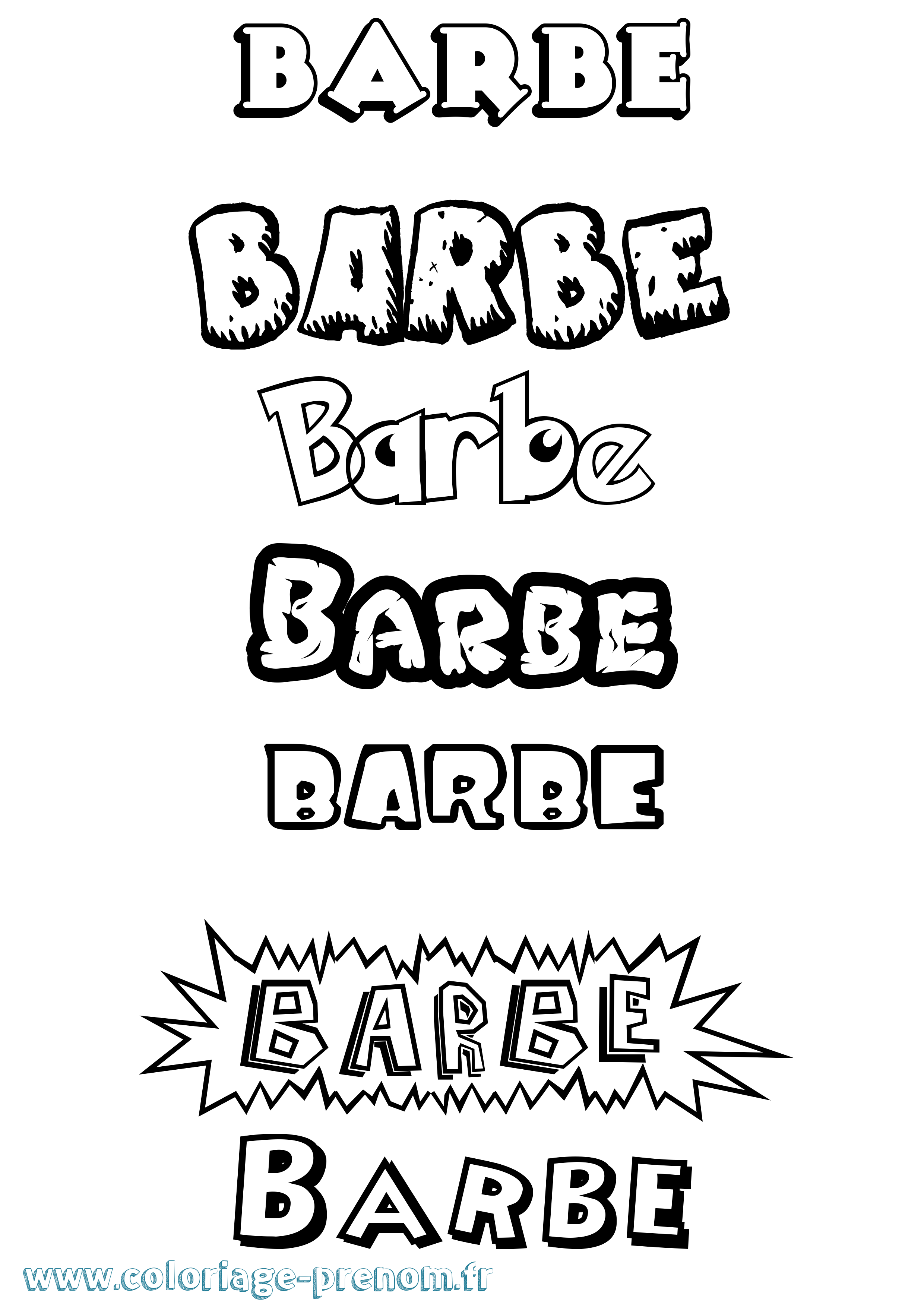 Coloriage Barbe Dessin Animé Coloriage prénom Barbe Dessin Animé
