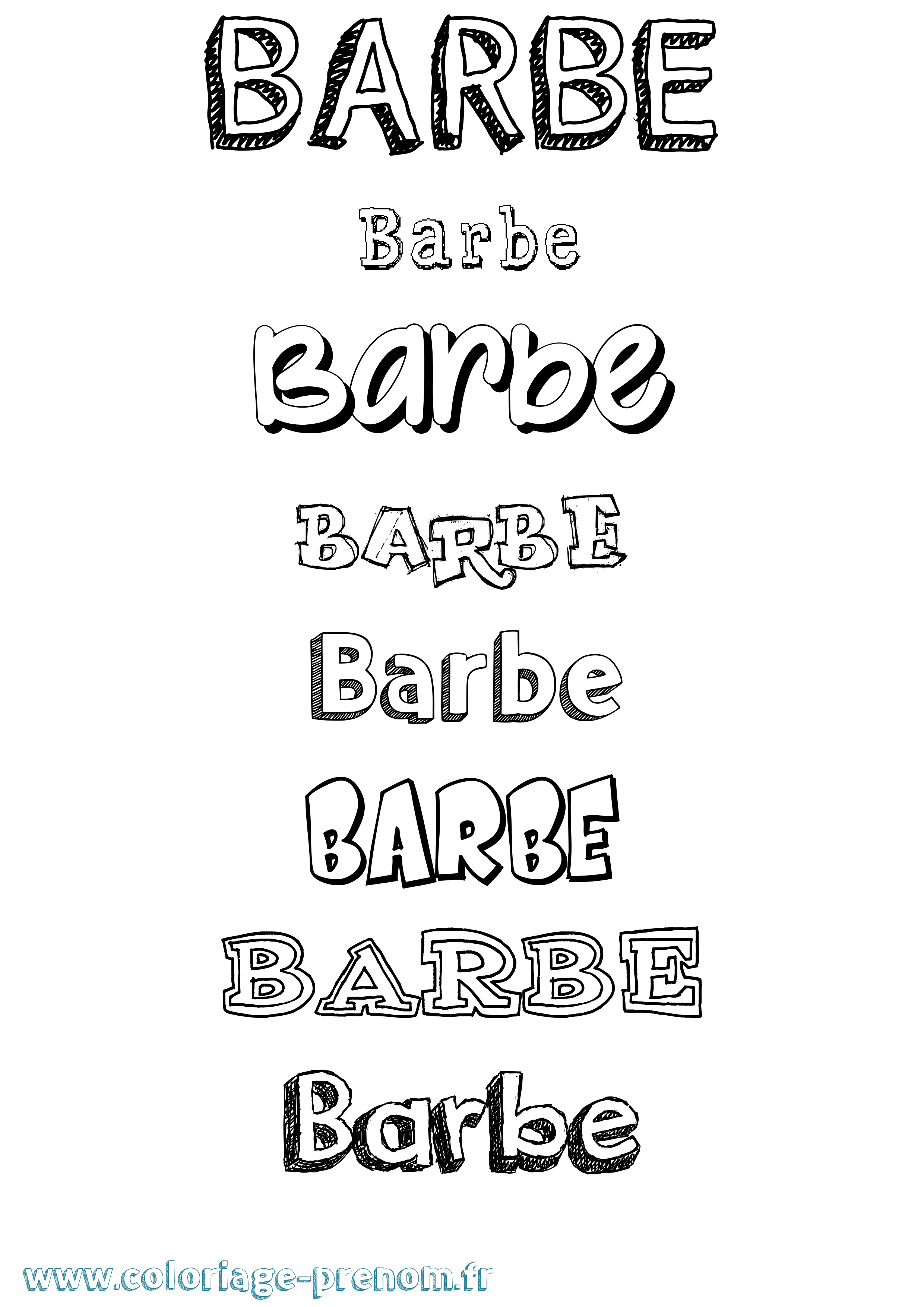 Coloriage Barbe Dessiné Coloriage prénom Barbe Dessiné