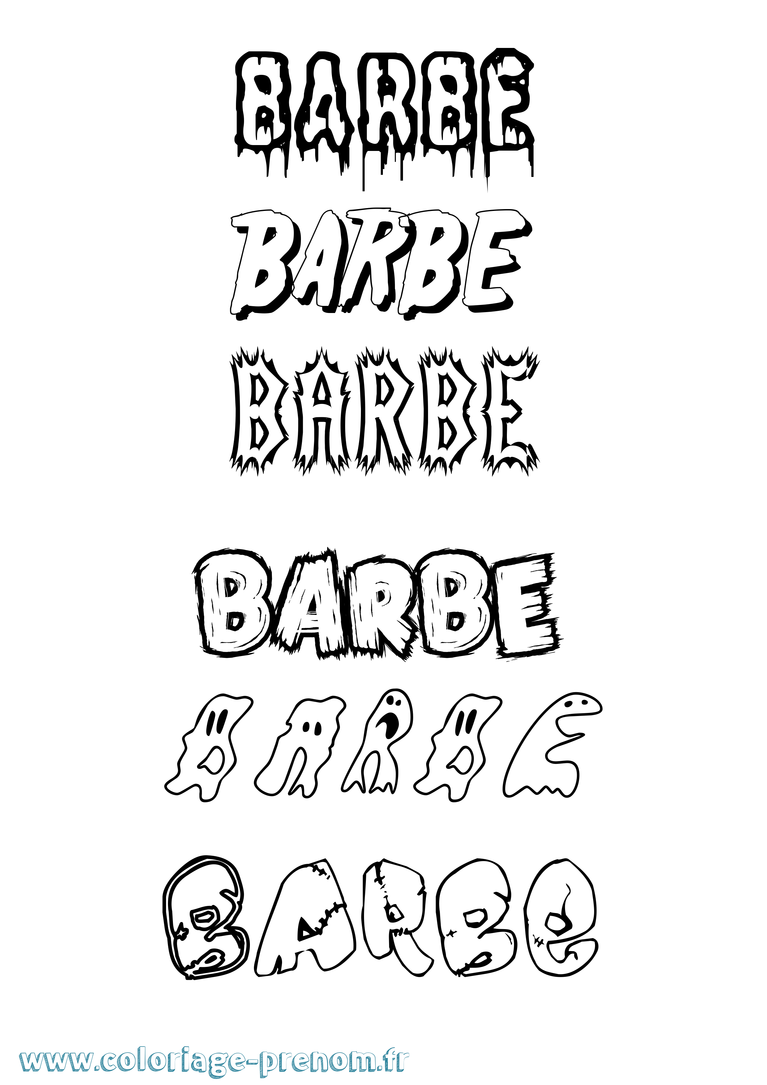 Coloriage Barbe Frisson Coloriage prénom Barbe Frisson