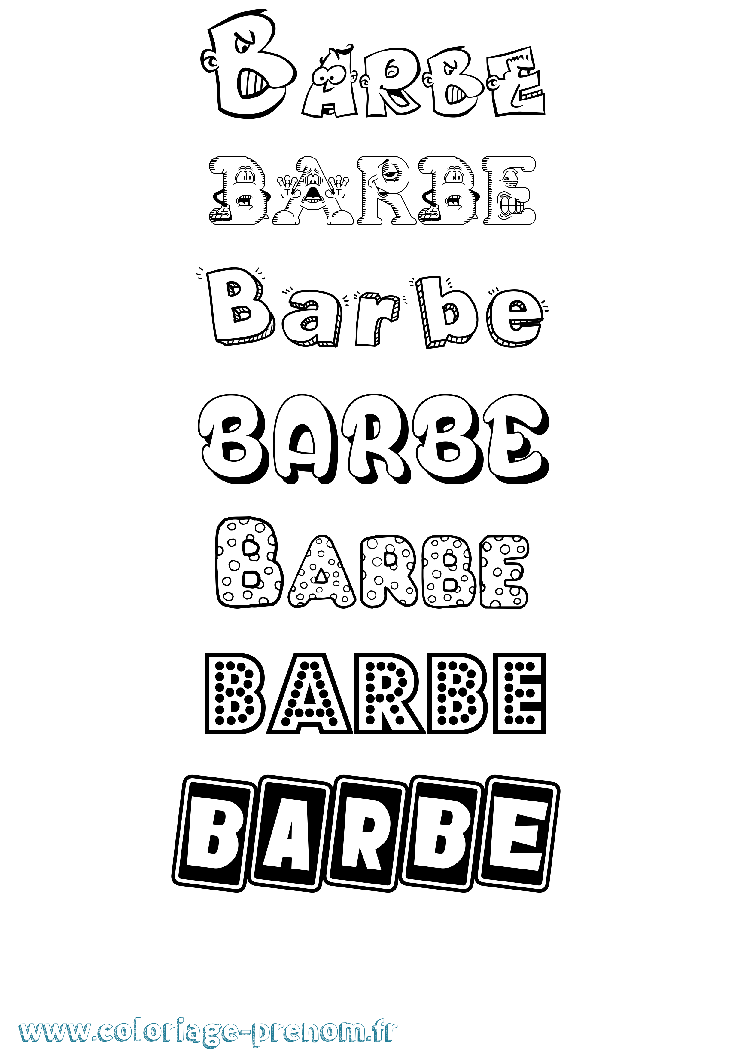 Coloriage Barbe Fun Coloriage prénom Barbe Fun