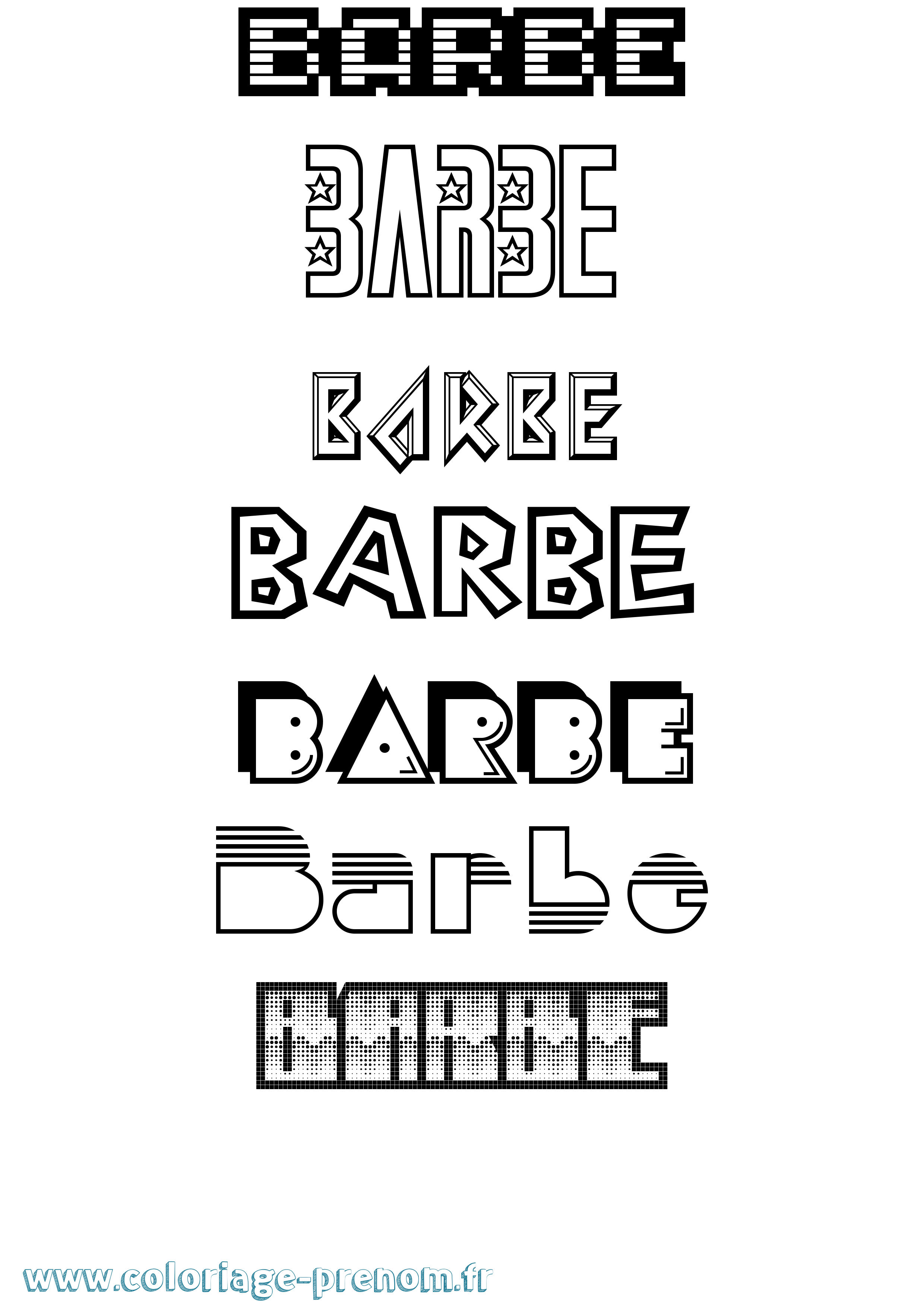 Coloriage Barbe Jeux Vidéos Coloriage prénom Barbe Jeux Vidéos
