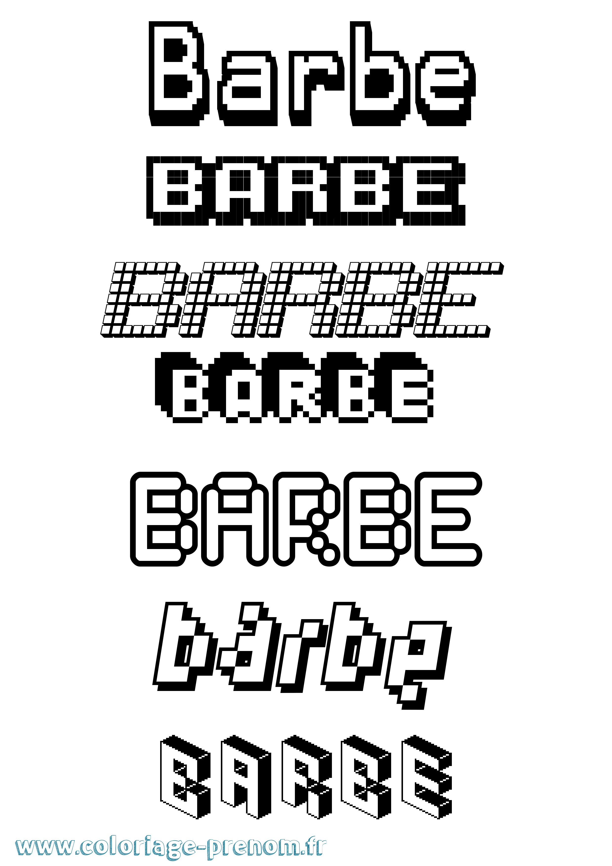 Coloriage Barbe Pixel Coloriage prénom Barbe Pixel