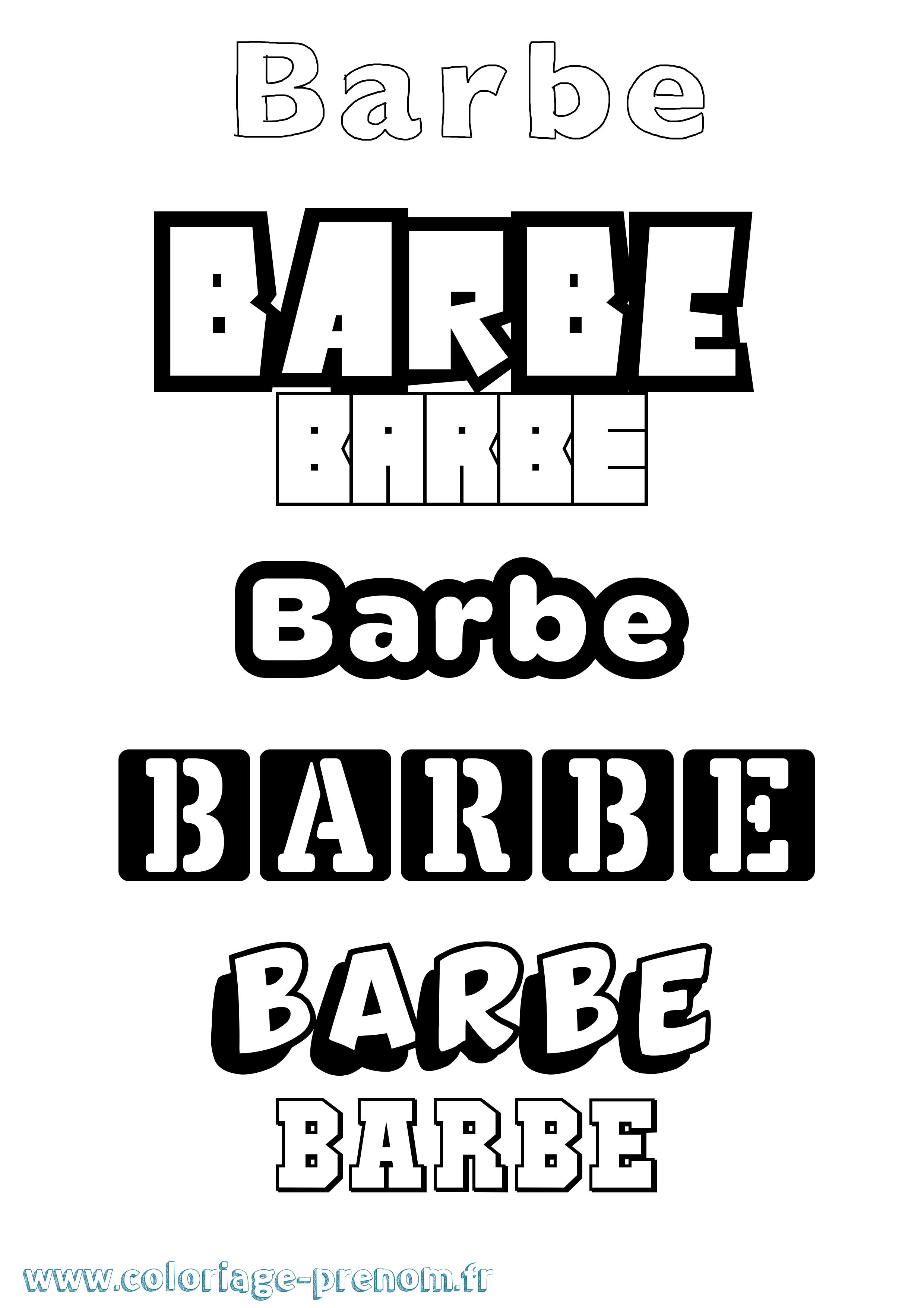 Coloriage Barbe Simple Coloriage prénom Barbe Simple