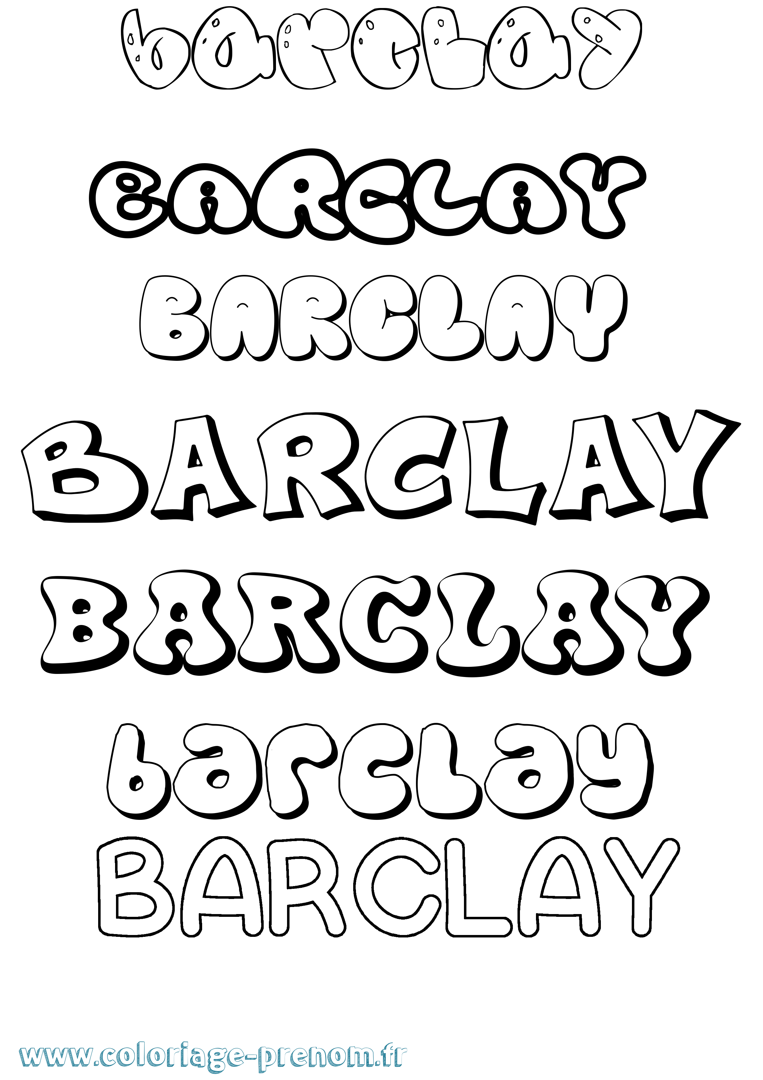 Coloriage Barclay Bubble Coloriage prénom Barclay Bubble