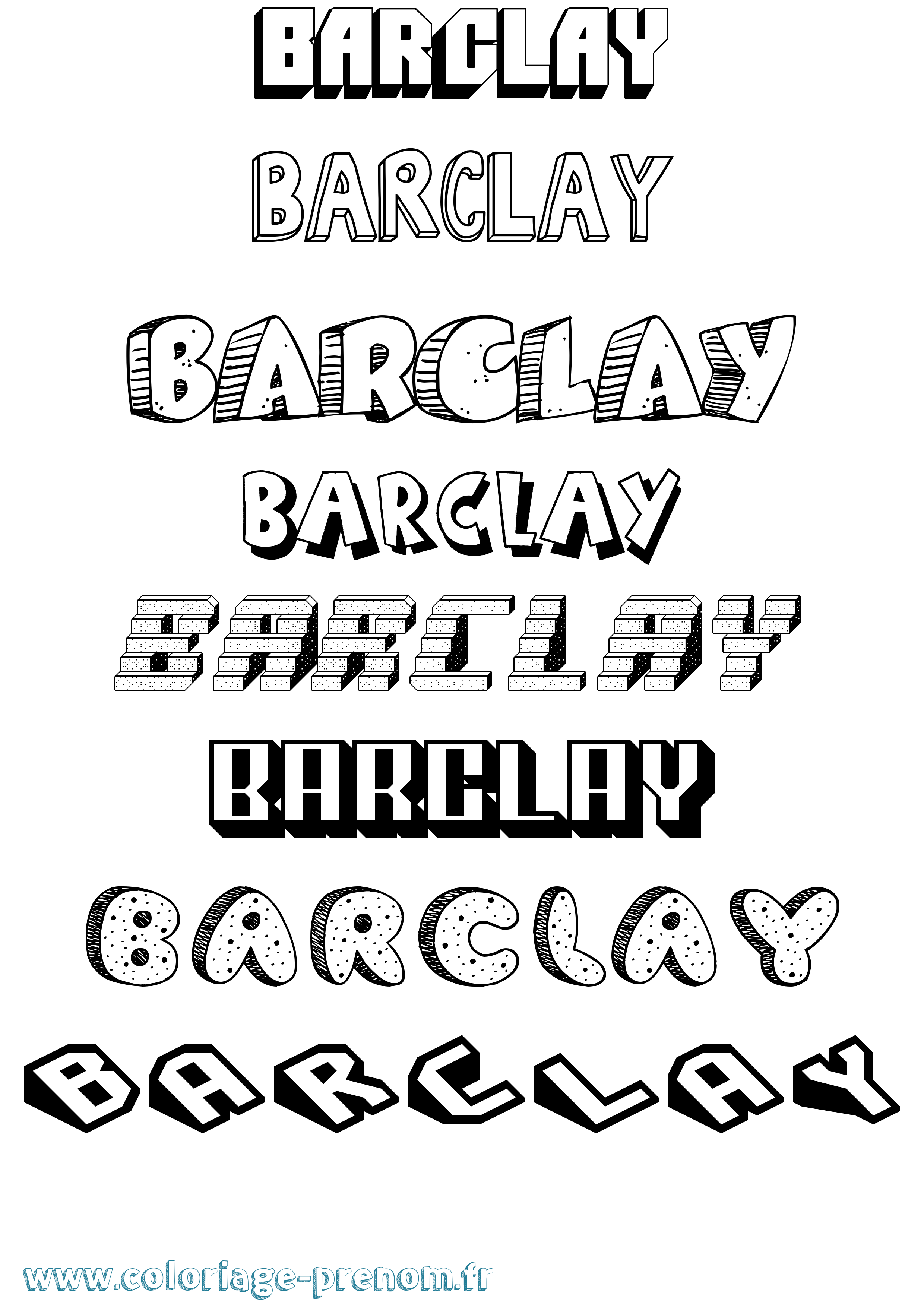 Coloriage Barclay Effet 3D Coloriage prénom Barclay Effet 3D