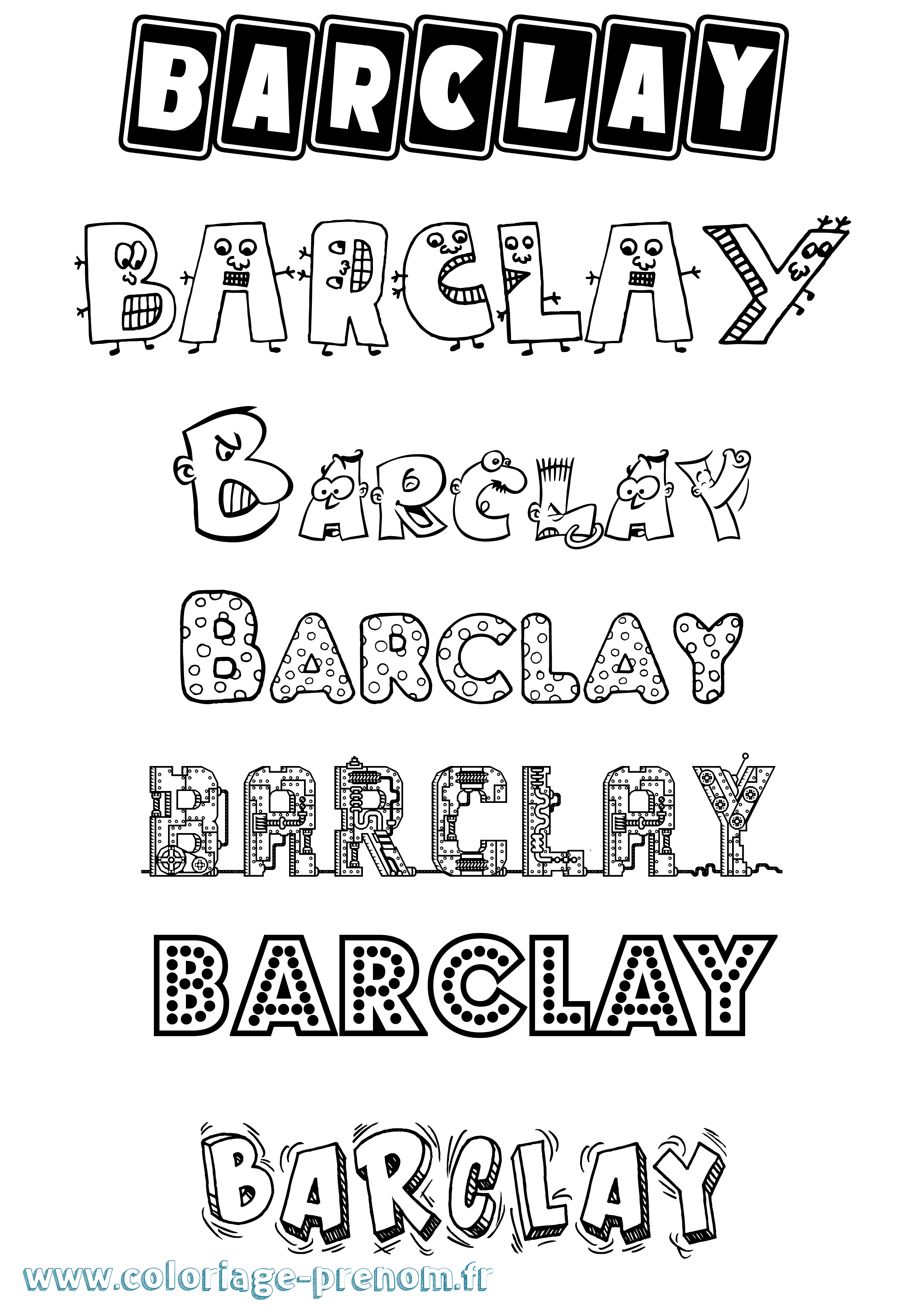 Coloriage Barclay Fun Coloriage prénom Barclay Fun