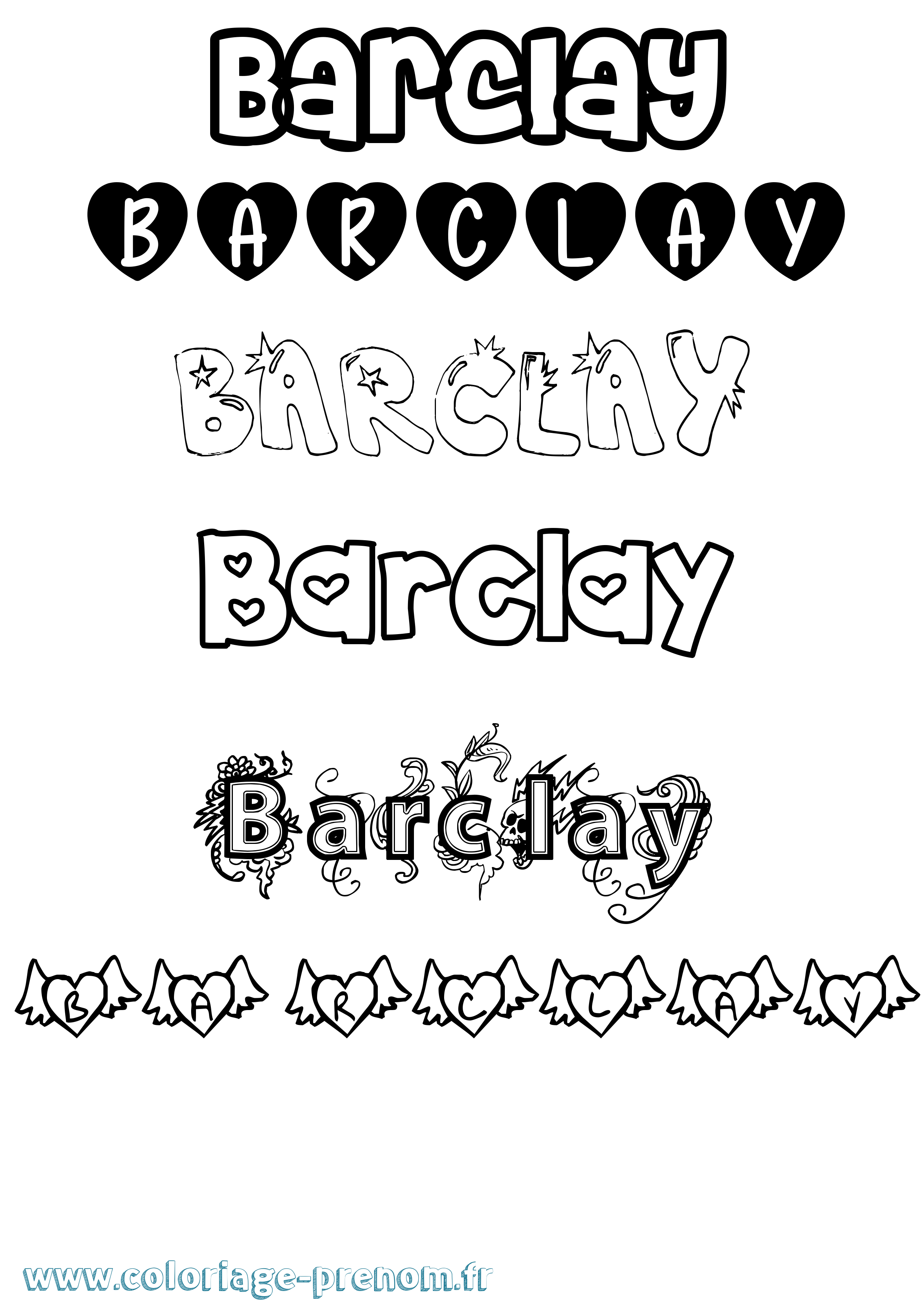 Coloriage Barclay Girly Coloriage prénom Barclay Girly