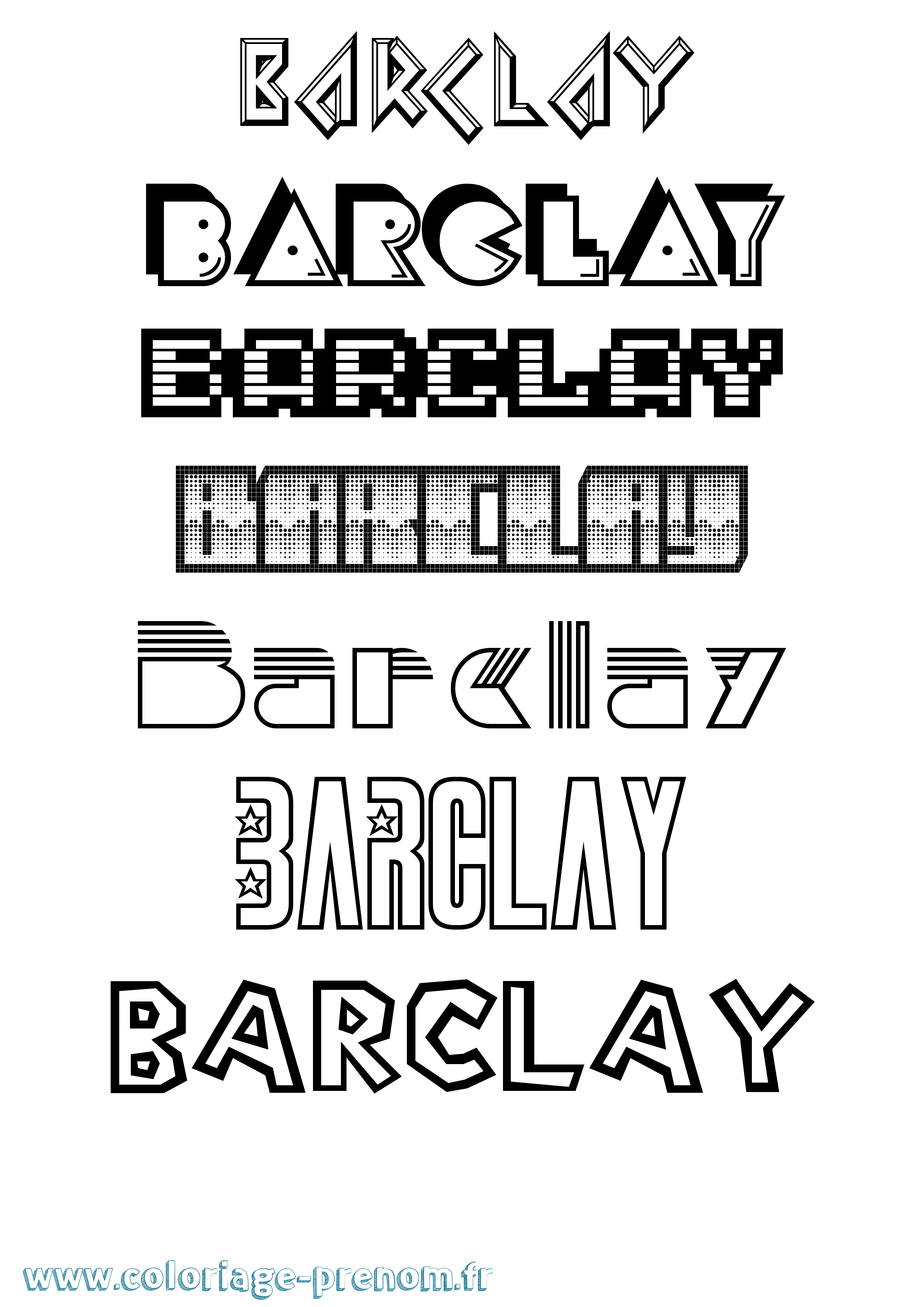 Coloriage Barclay Jeux Vidéos Coloriage prénom Barclay Jeux Vidéos