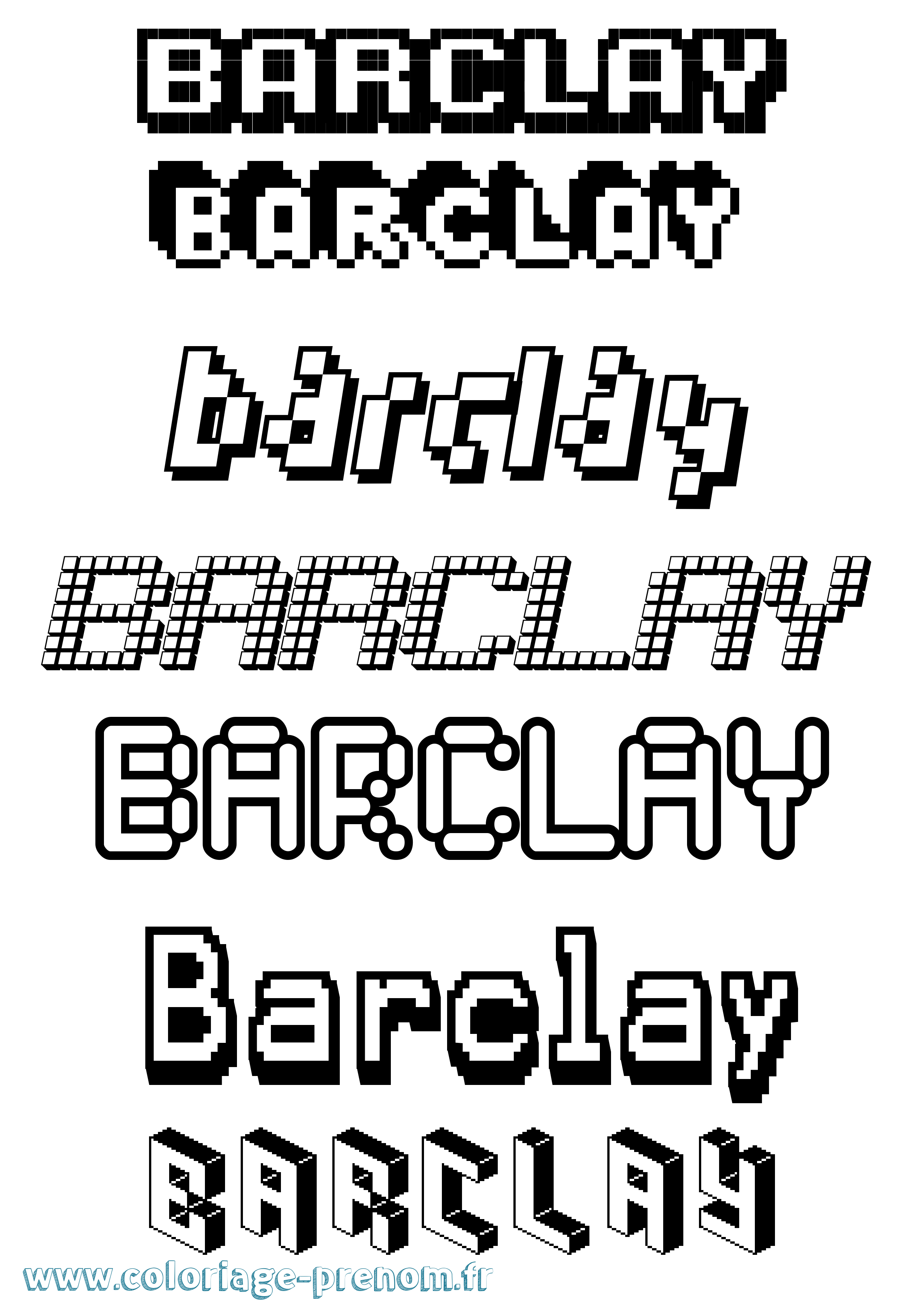 Coloriage Barclay Pixel Coloriage prénom Barclay Pixel