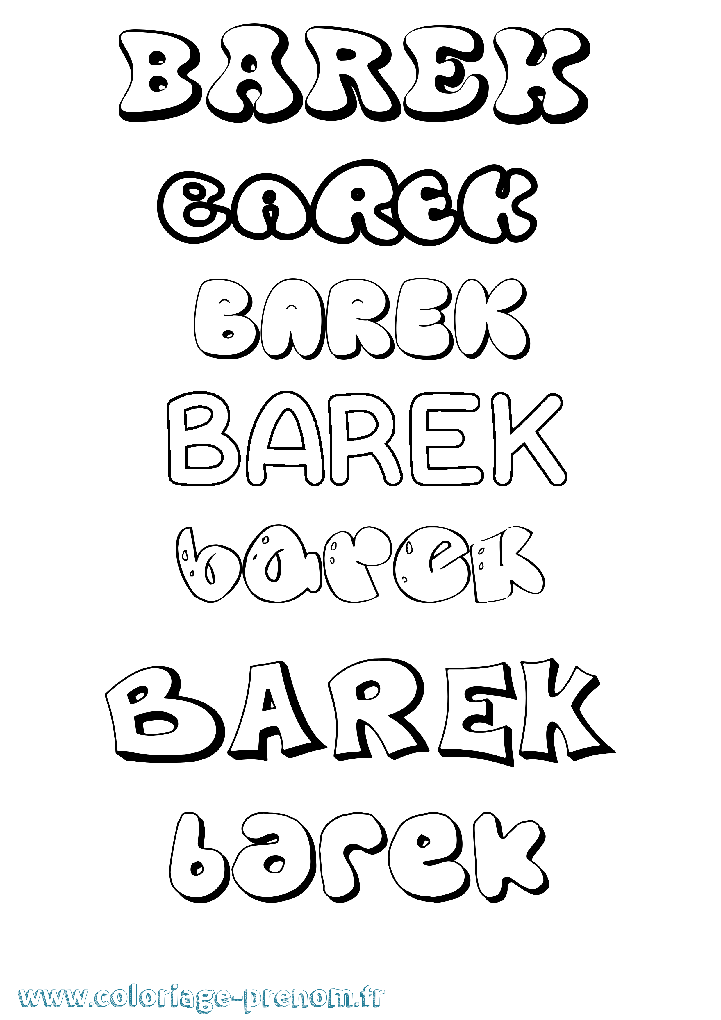 Coloriage prénom Barek Bubble