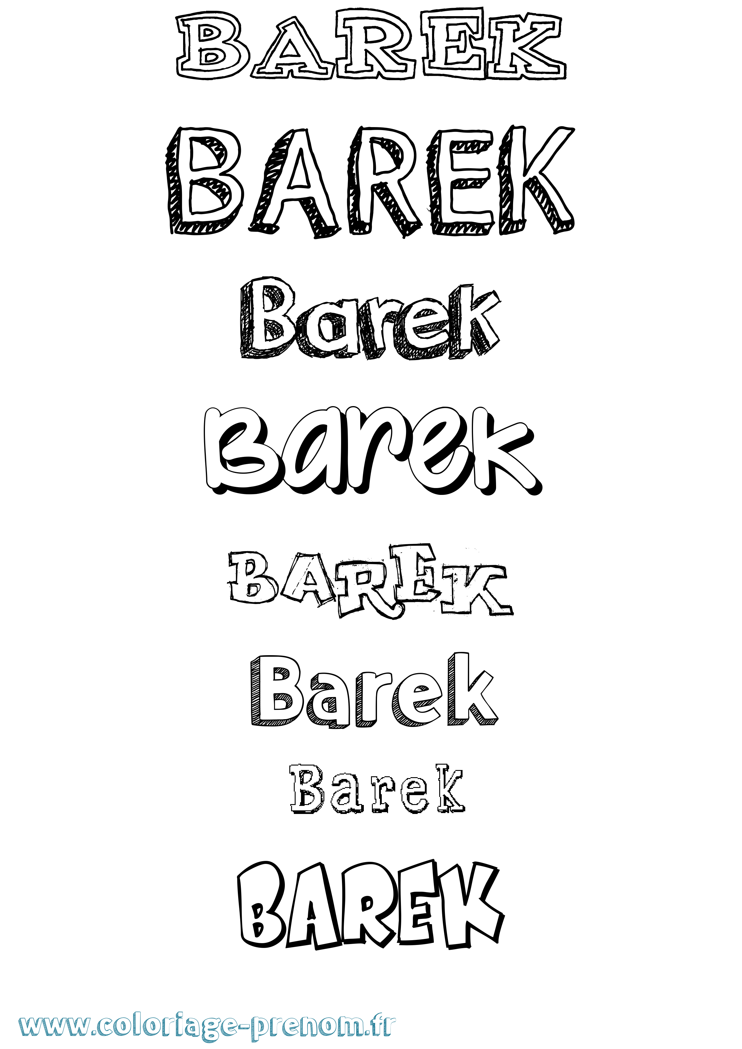 Coloriage prénom Barek Dessiné