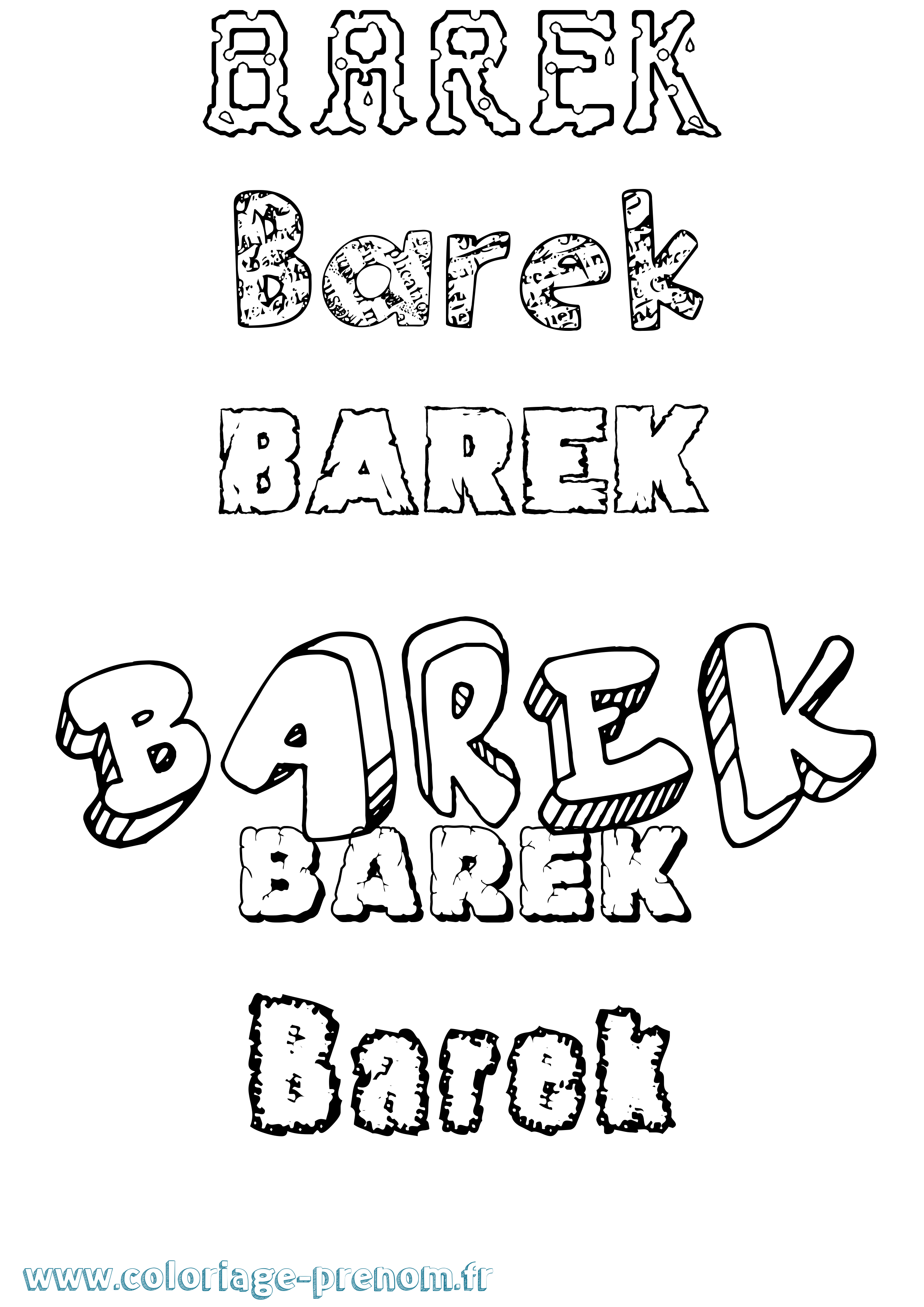 Coloriage prénom Barek Destructuré
