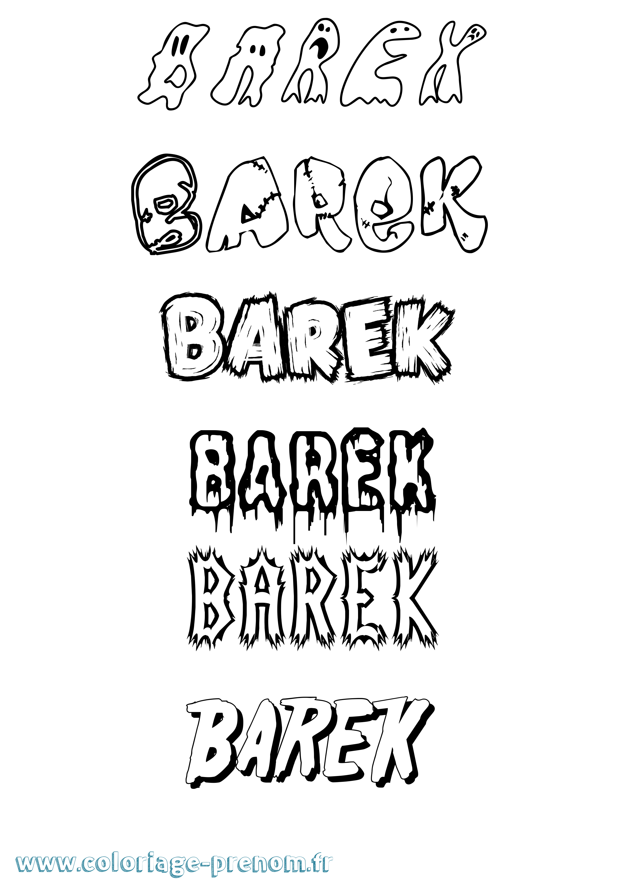 Coloriage prénom Barek Frisson
