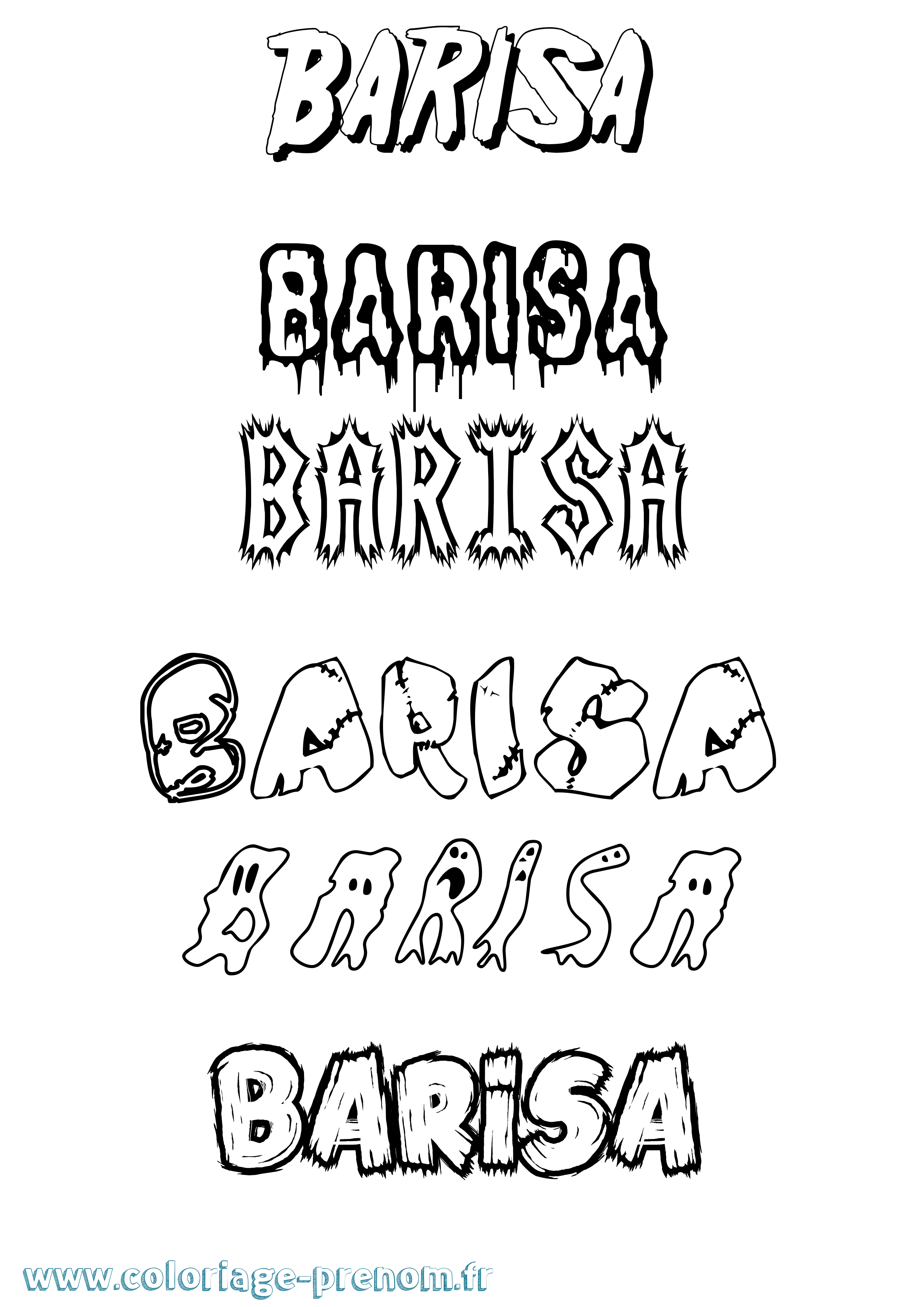 Coloriage prénom Barisa Frisson