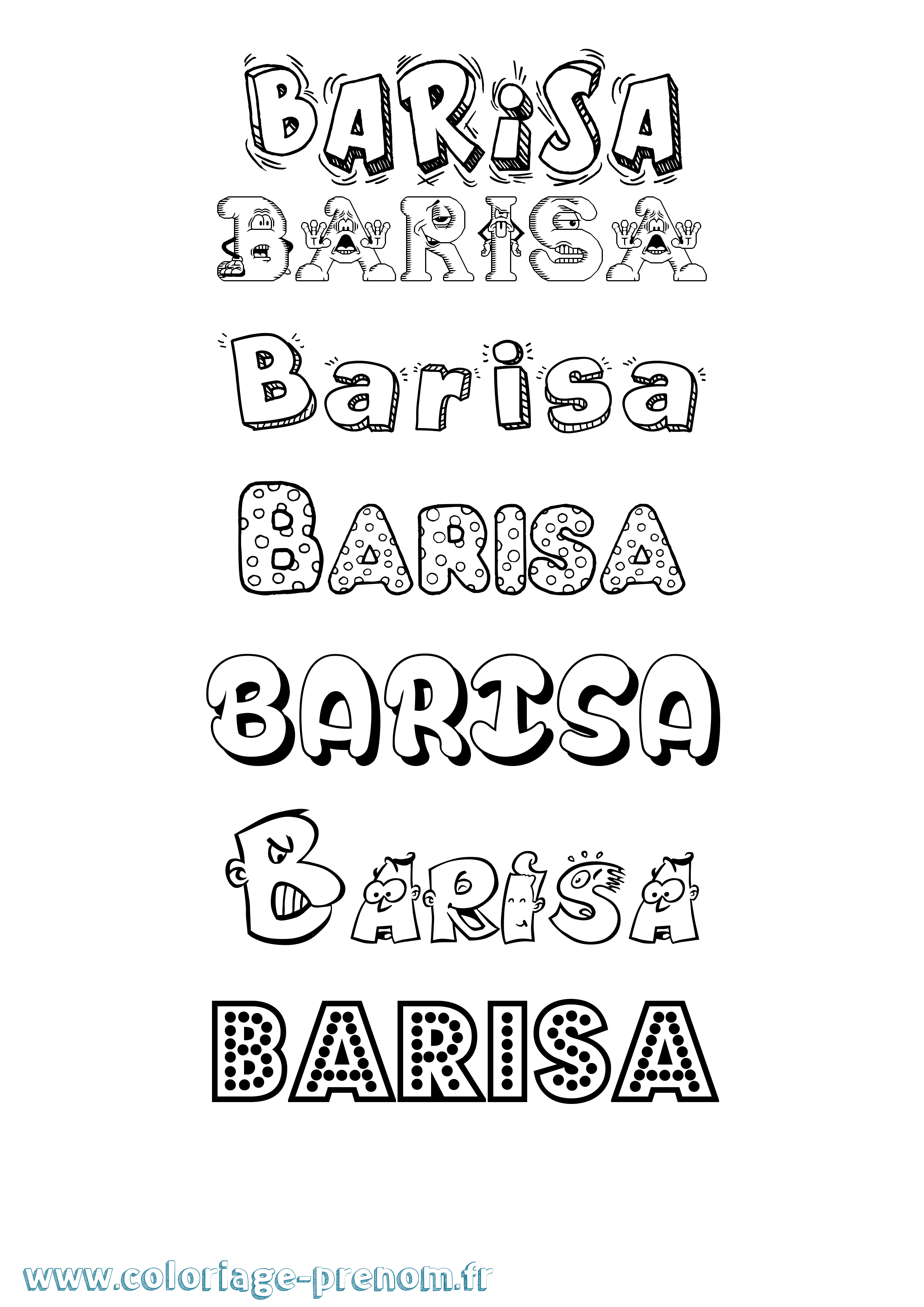 Coloriage prénom Barisa Fun
