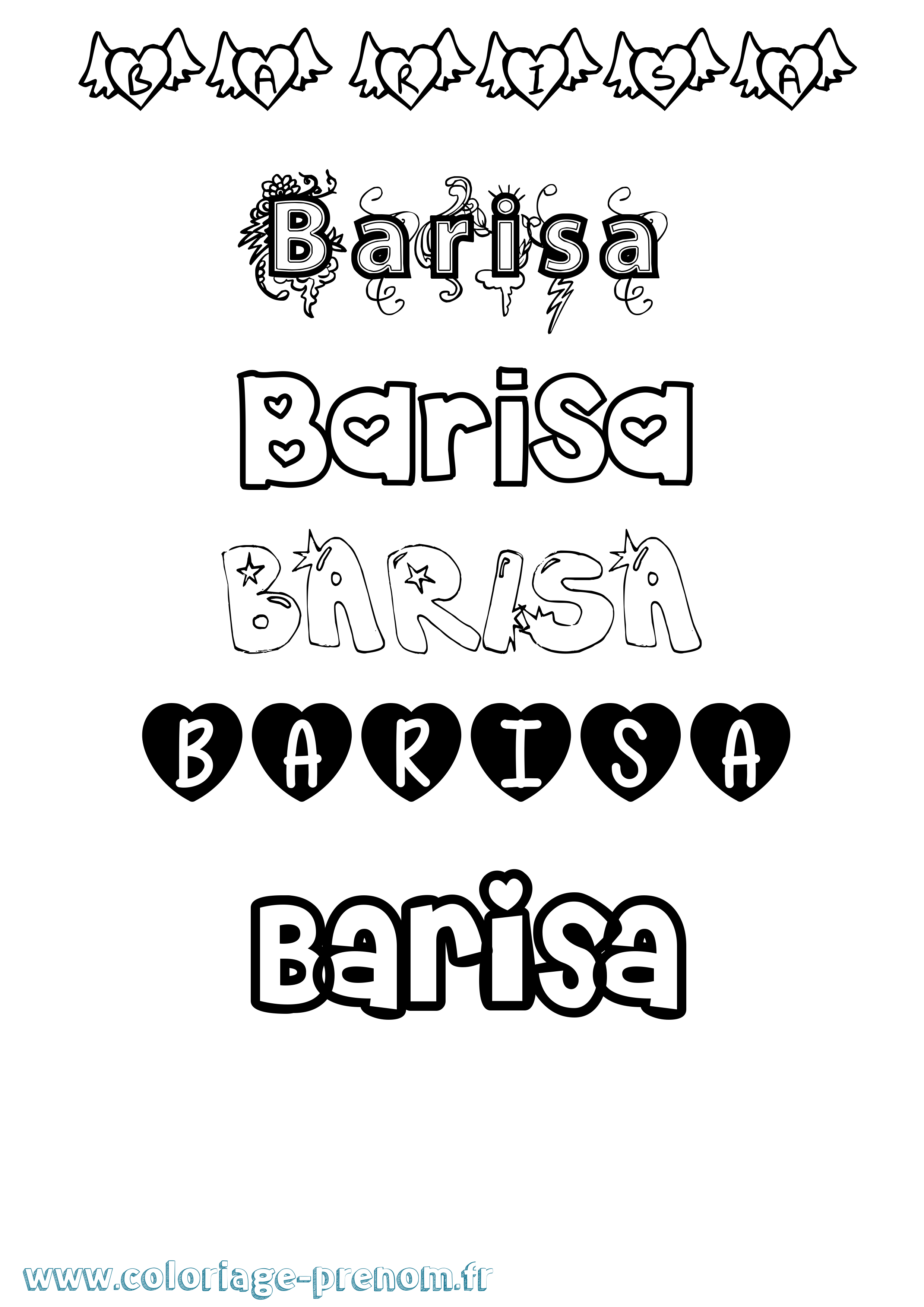 Coloriage prénom Barisa Girly