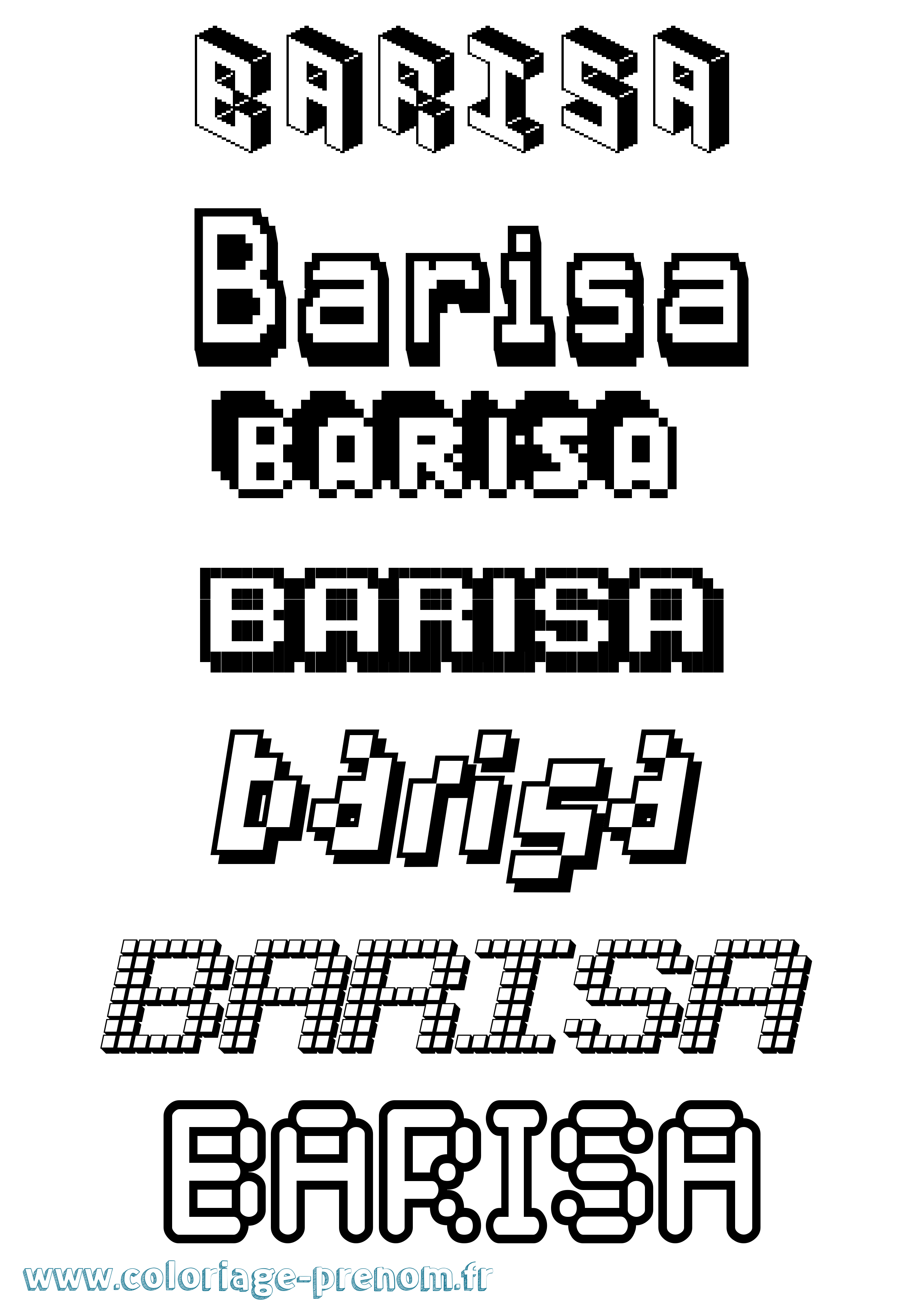 Coloriage prénom Barisa Pixel