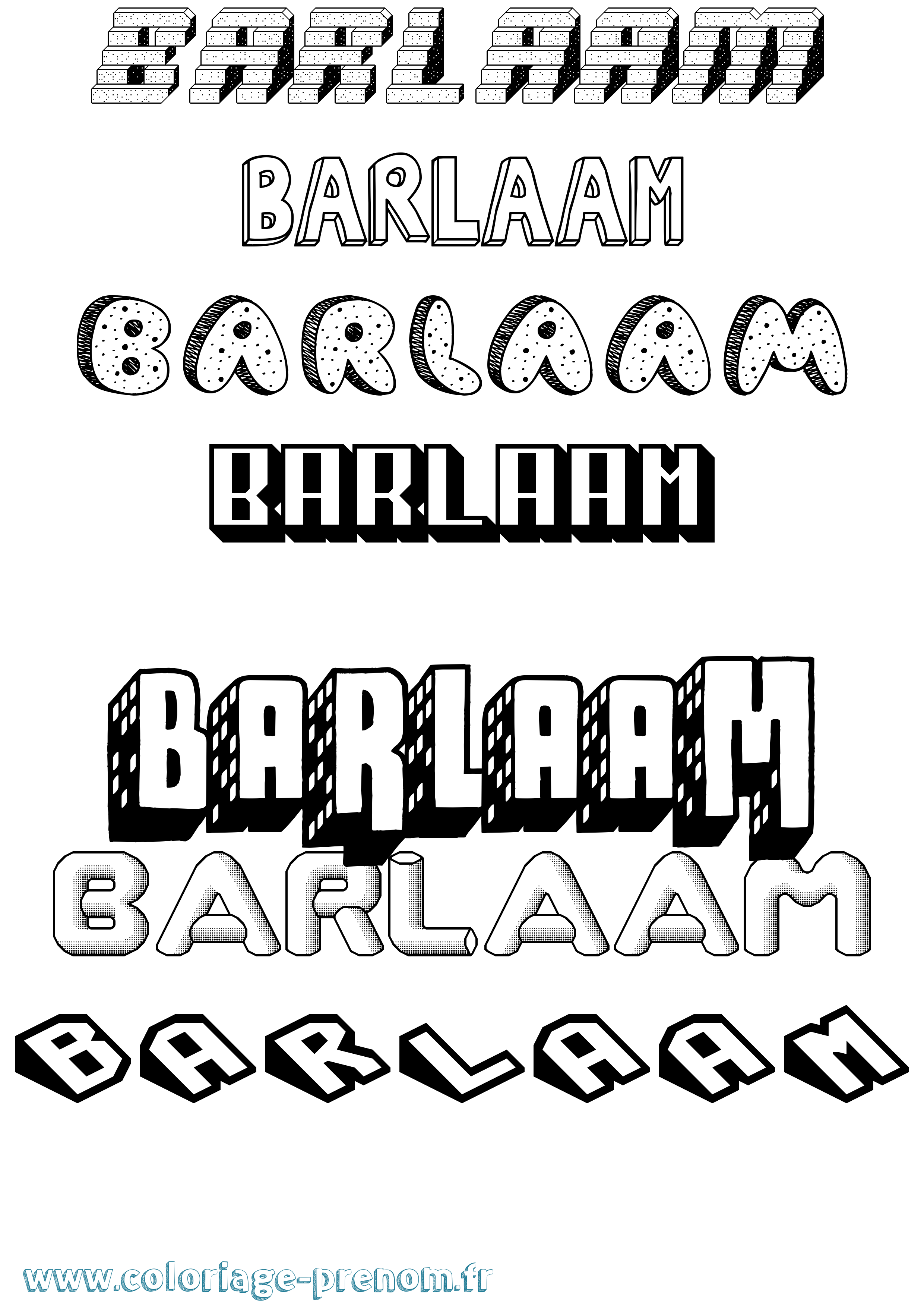 Coloriage Barlaam Effet 3D Coloriage prénom Barlaam Effet 3D