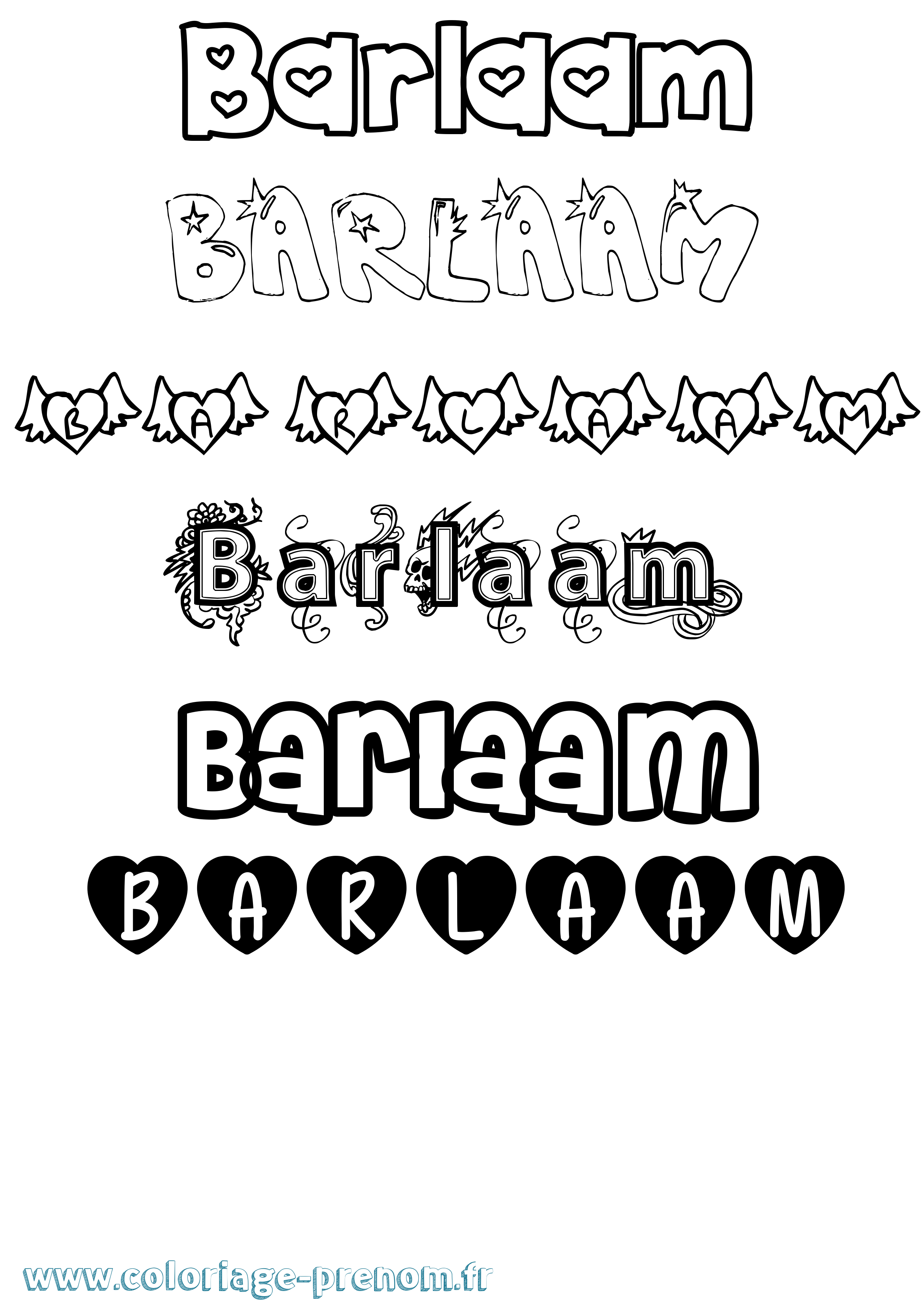 Coloriage Barlaam Girly Coloriage prénom Barlaam Girly
