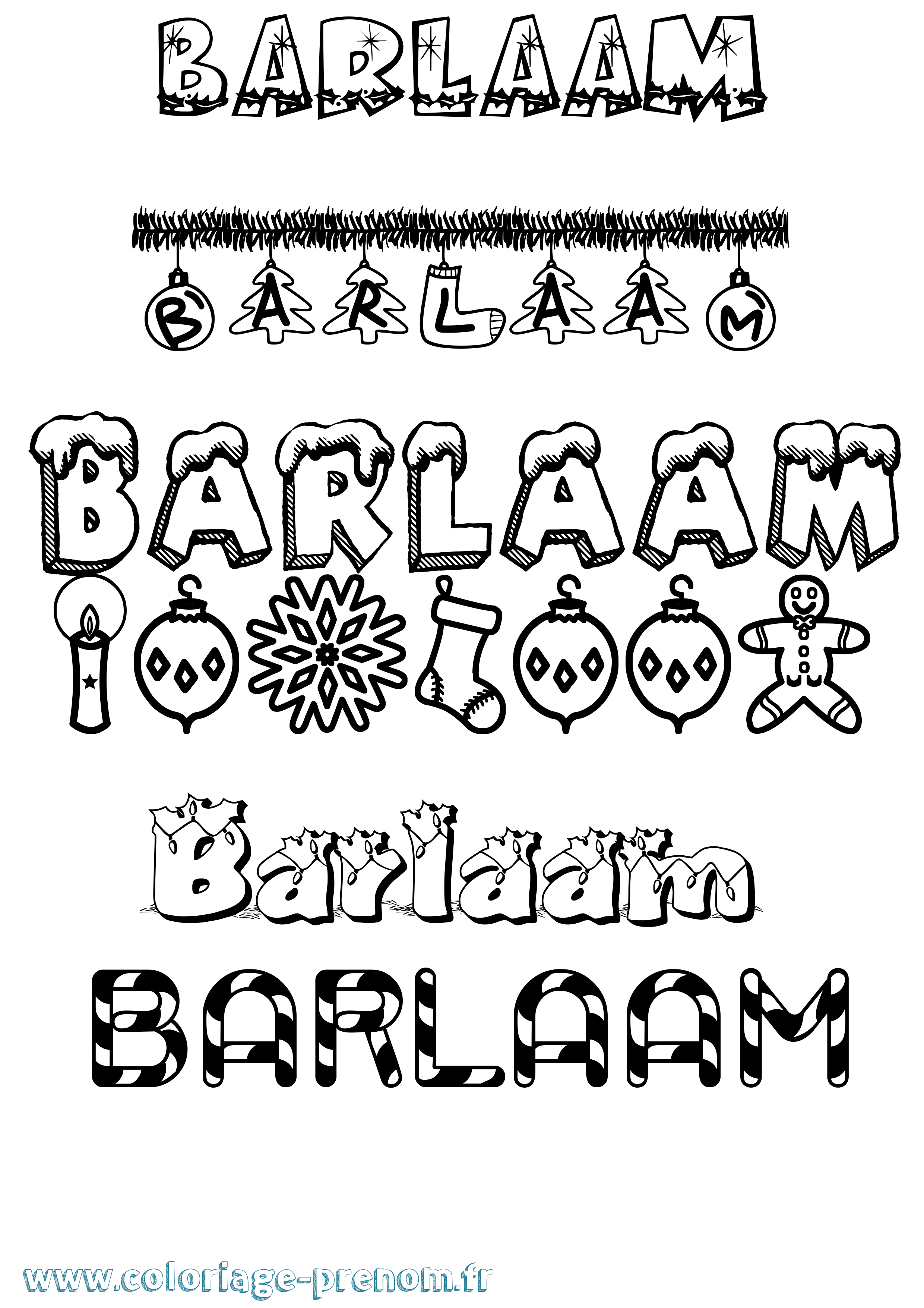 Coloriage Barlaam Noël Coloriage prénom Barlaam Noël