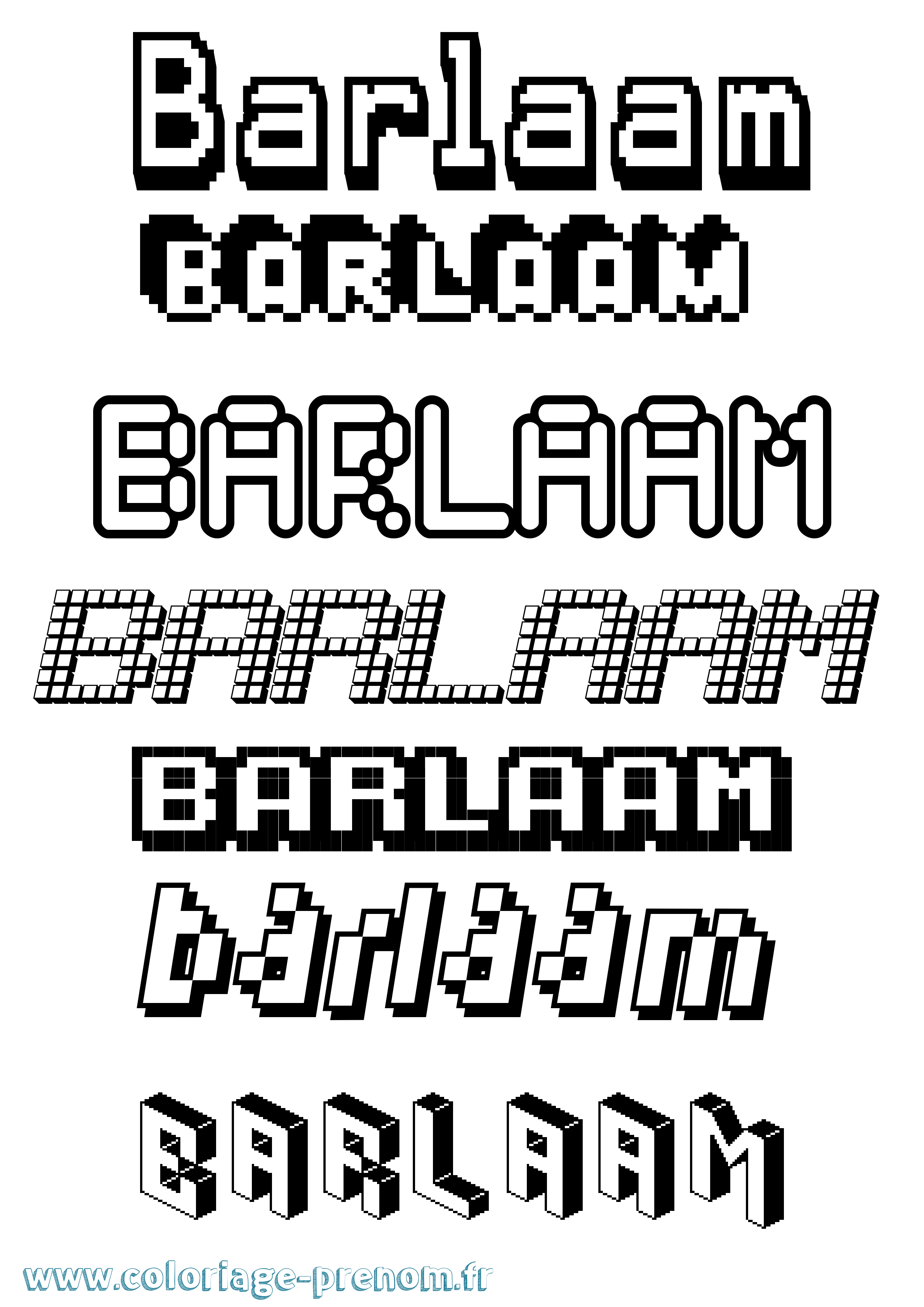Coloriage Barlaam Pixel Coloriage prénom Barlaam Pixel