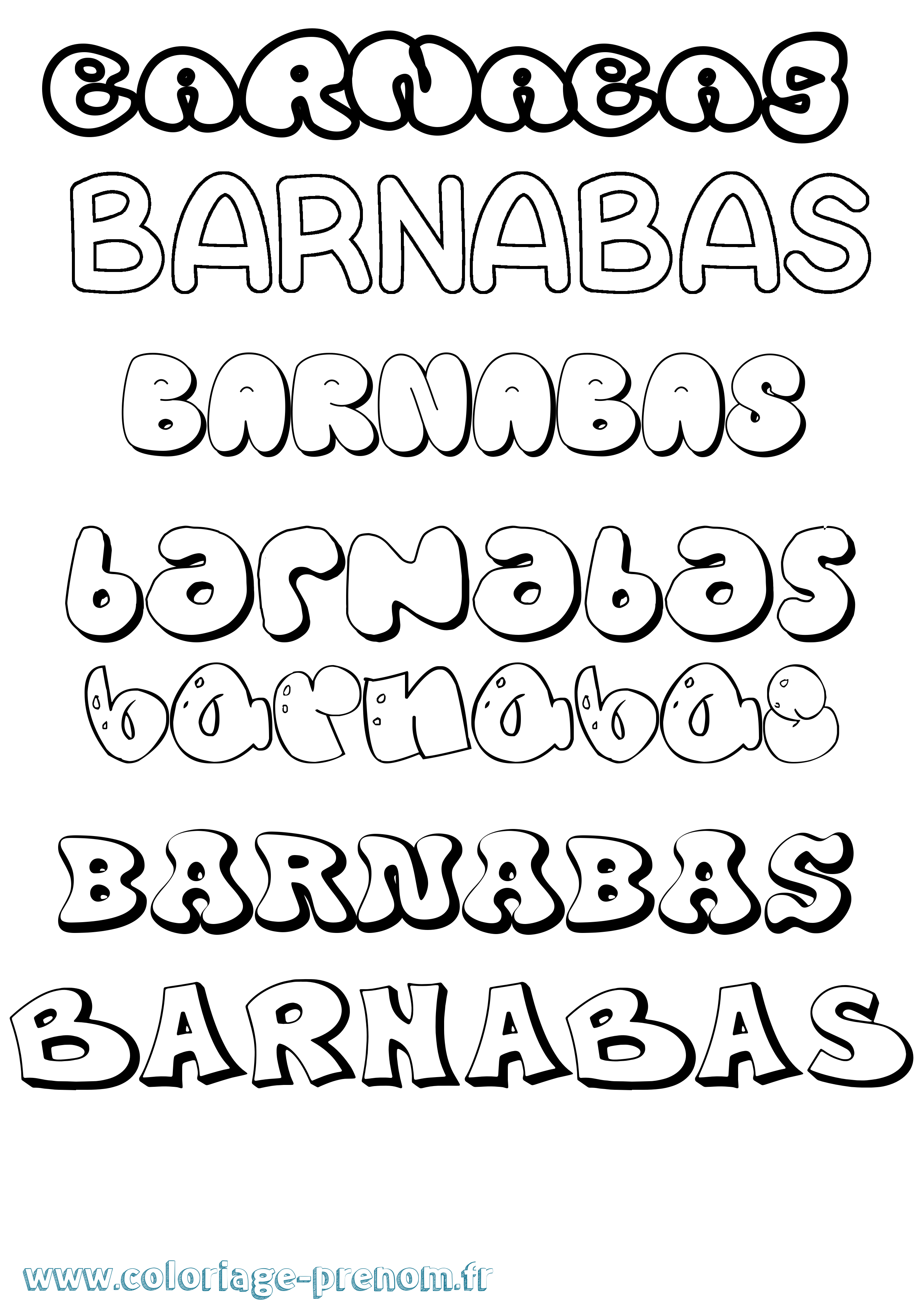 Coloriage prénom Barnabas Bubble
