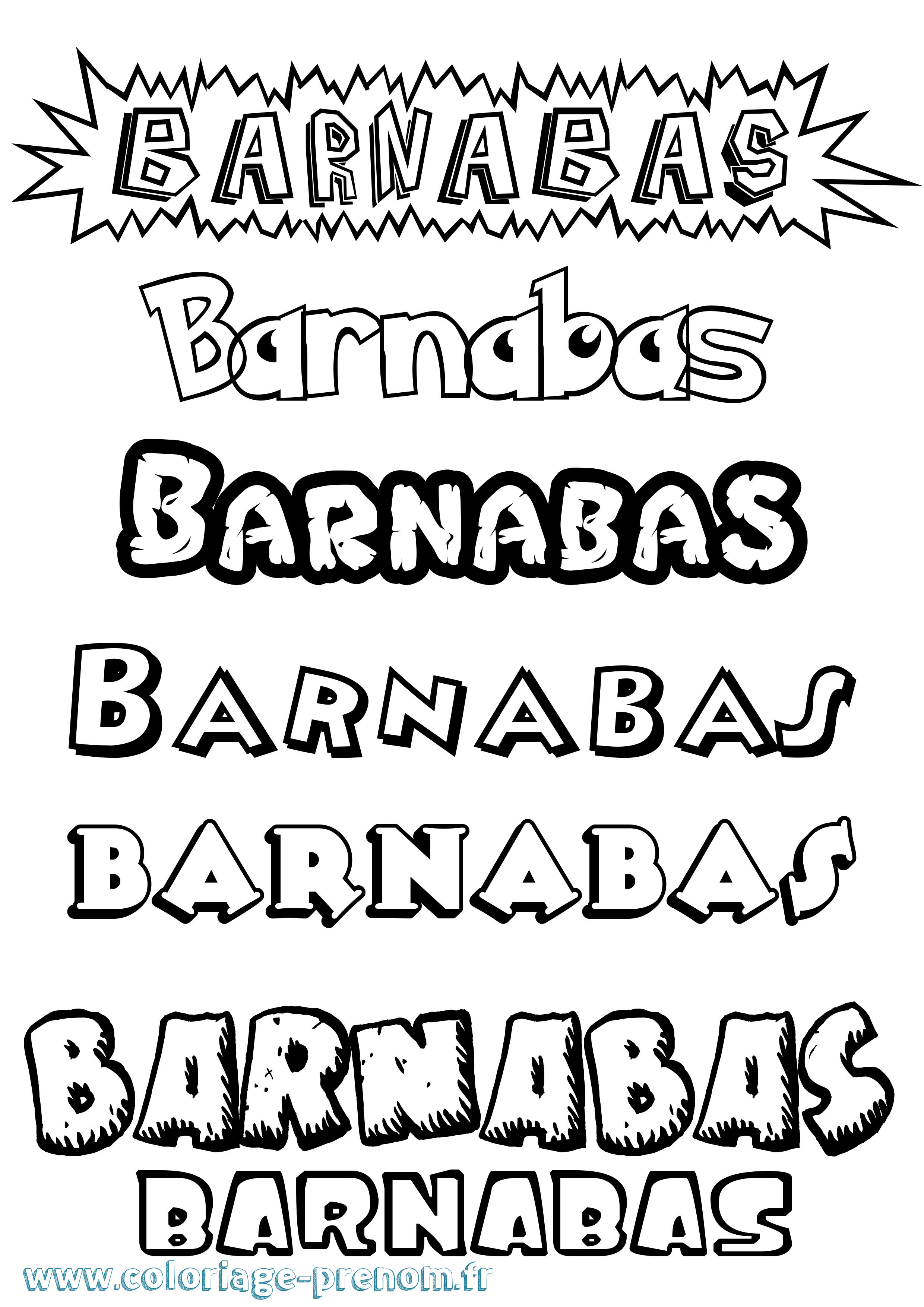 Coloriage prénom Barnabas Dessin Animé