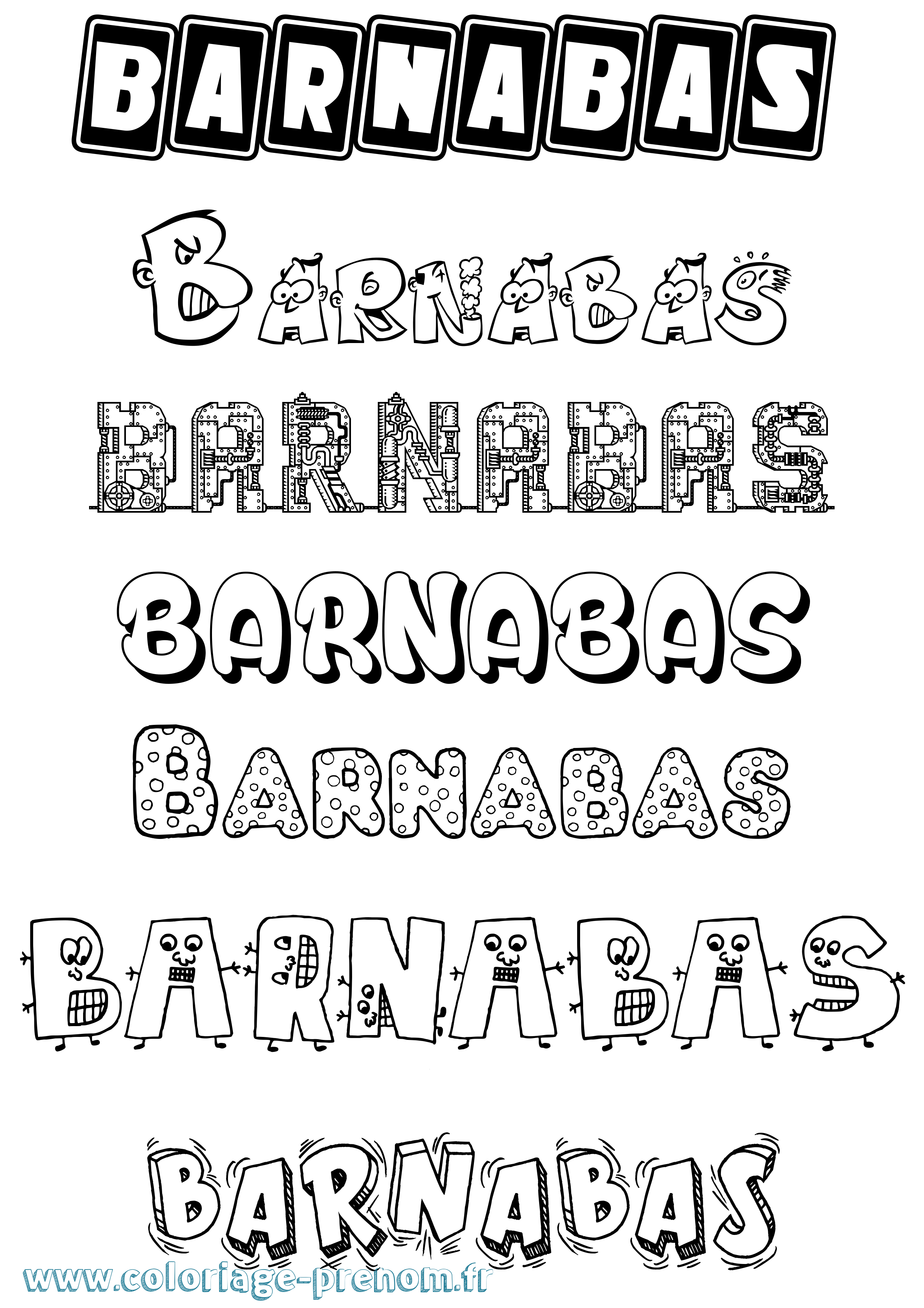 Coloriage prénom Barnabas Fun