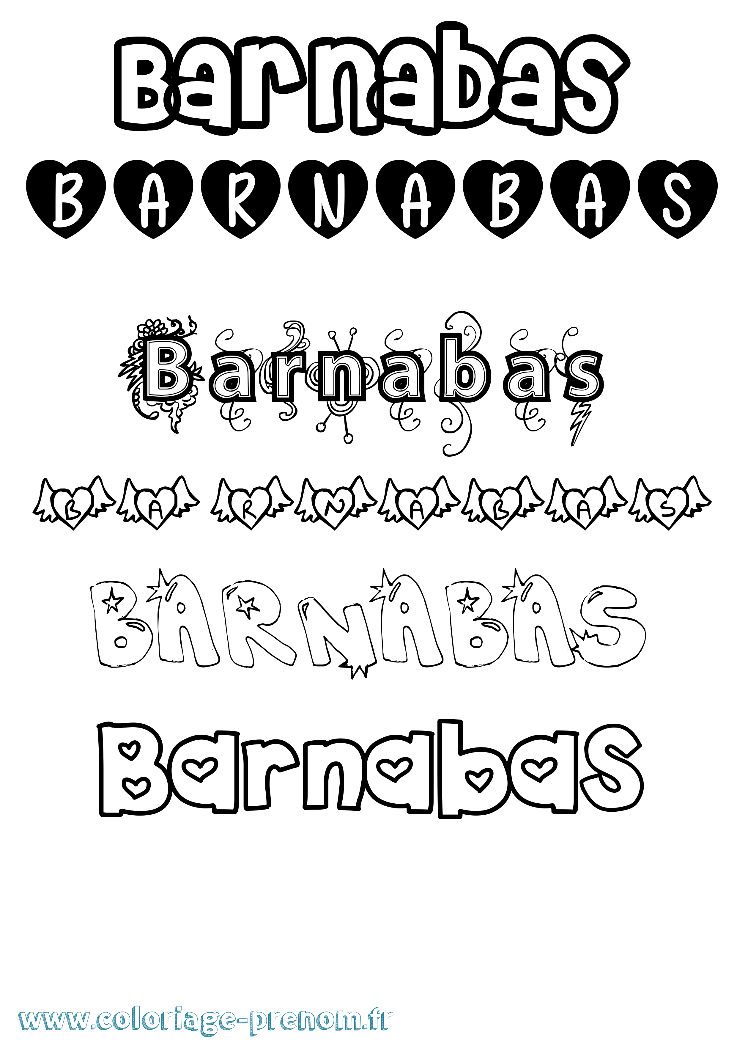 Coloriage prénom Barnabas Girly