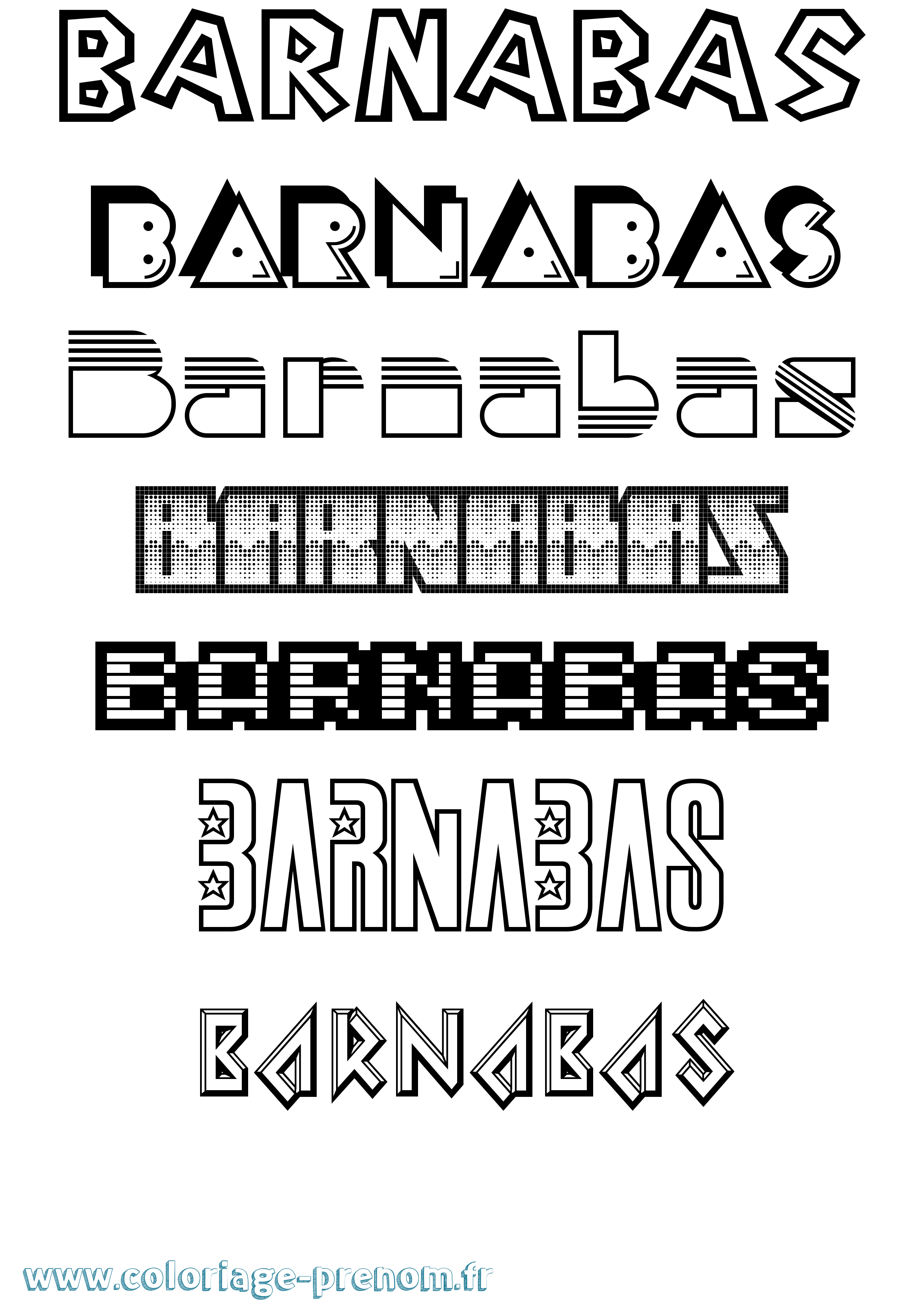 Coloriage prénom Barnabas Jeux Vidéos
