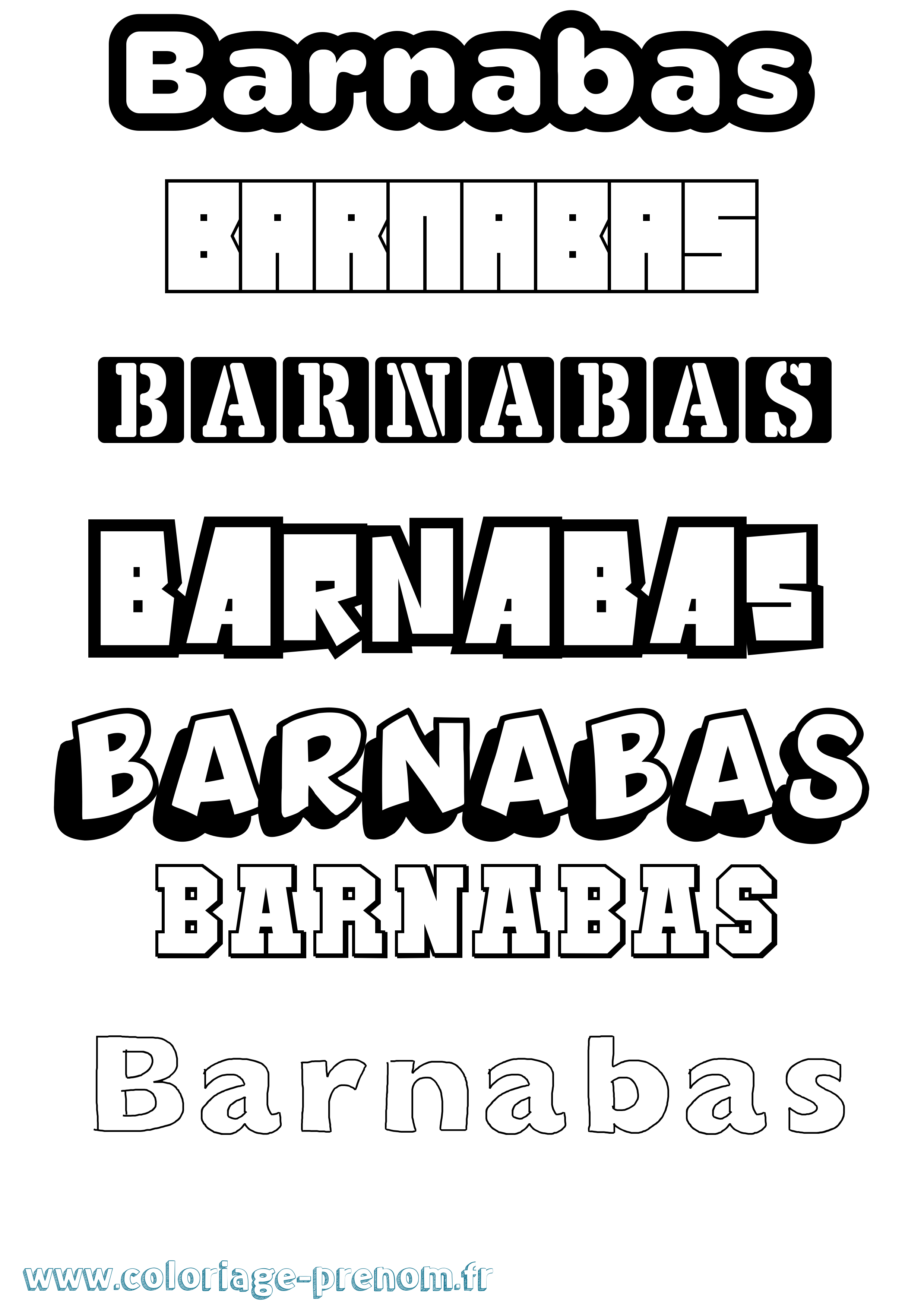 Coloriage prénom Barnabas Simple