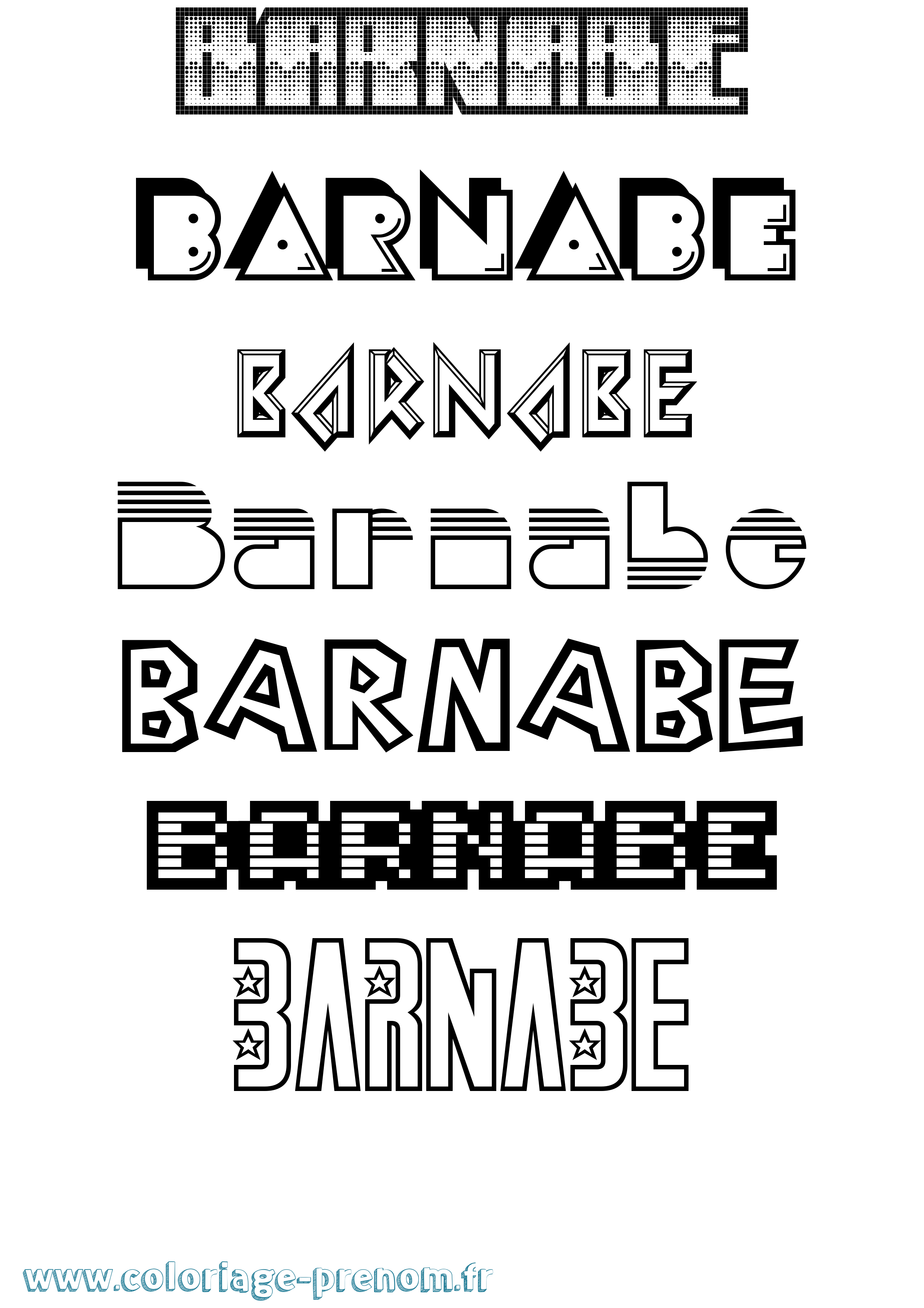 Coloriage prénom Barnabe