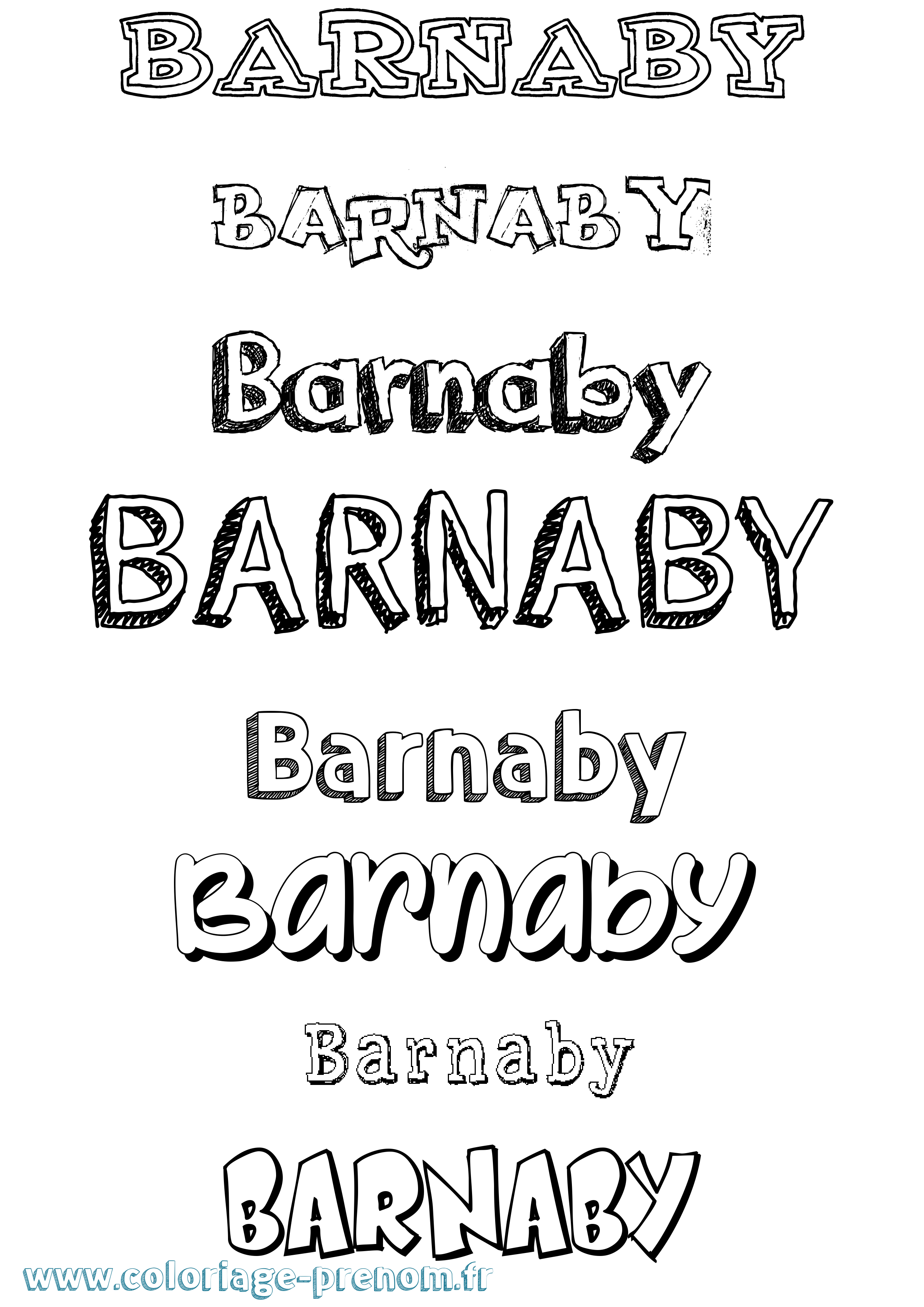 Coloriage prénom Barnaby Dessiné