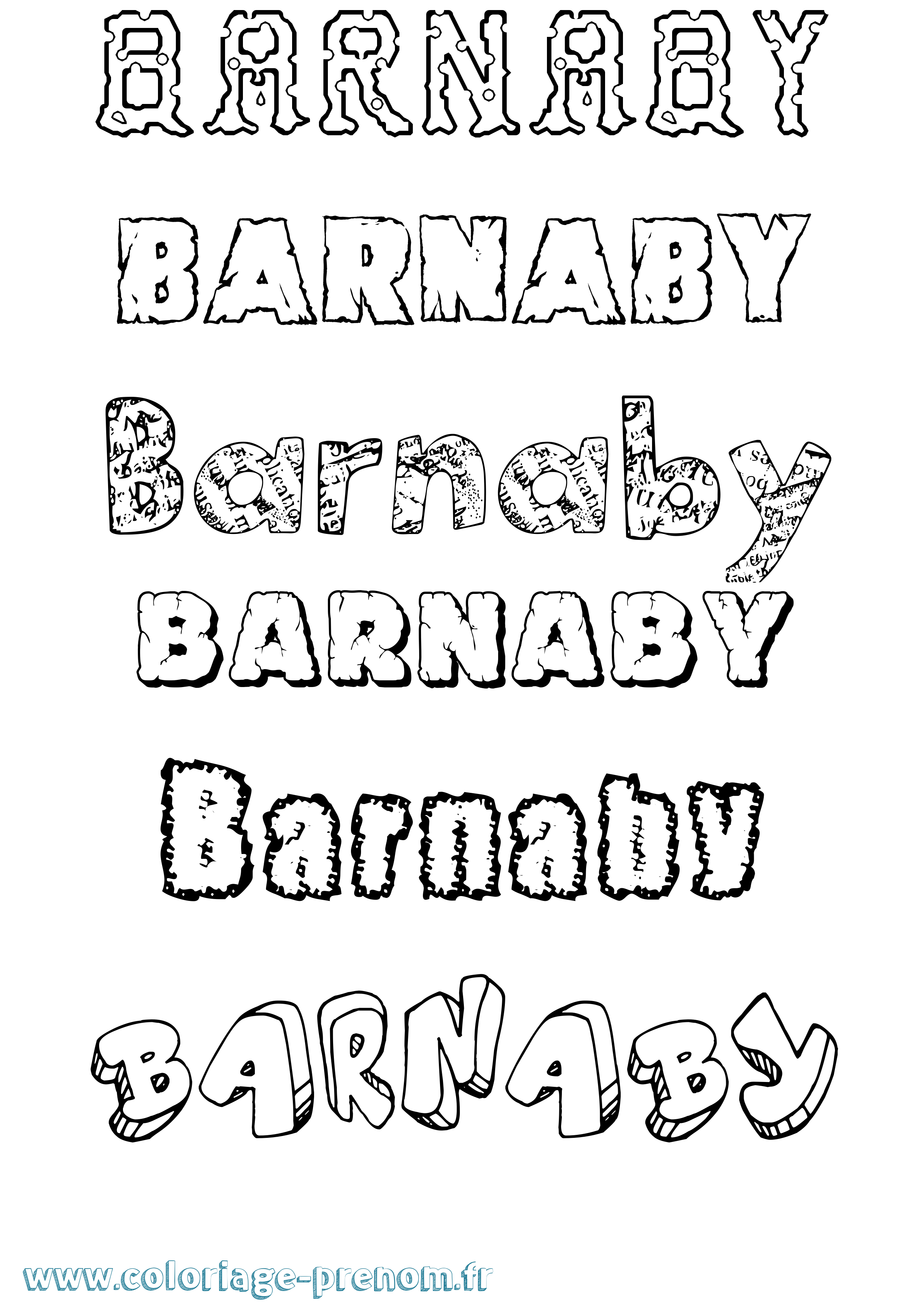 Coloriage prénom Barnaby Destructuré