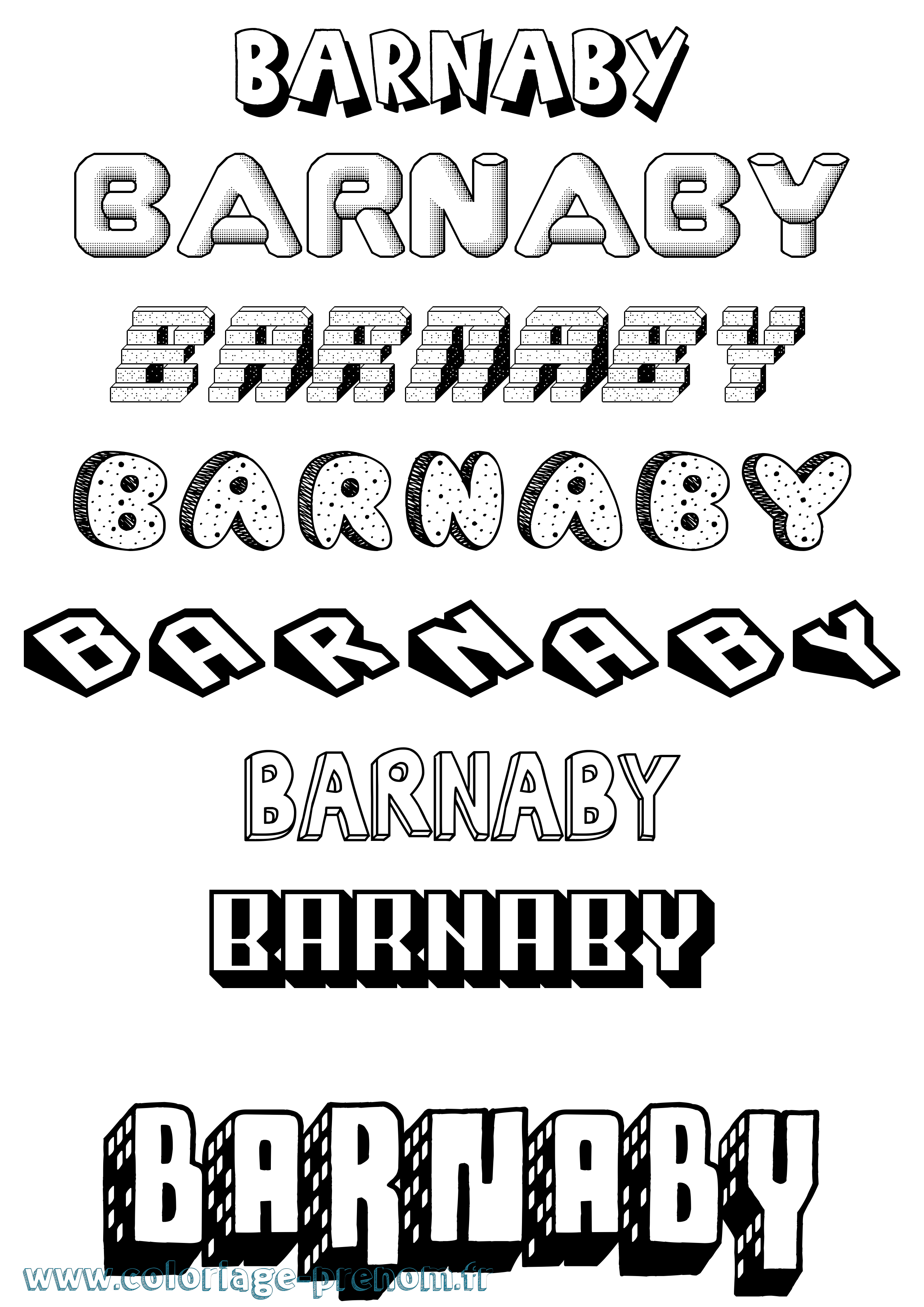 Coloriage prénom Barnaby Effet 3D
