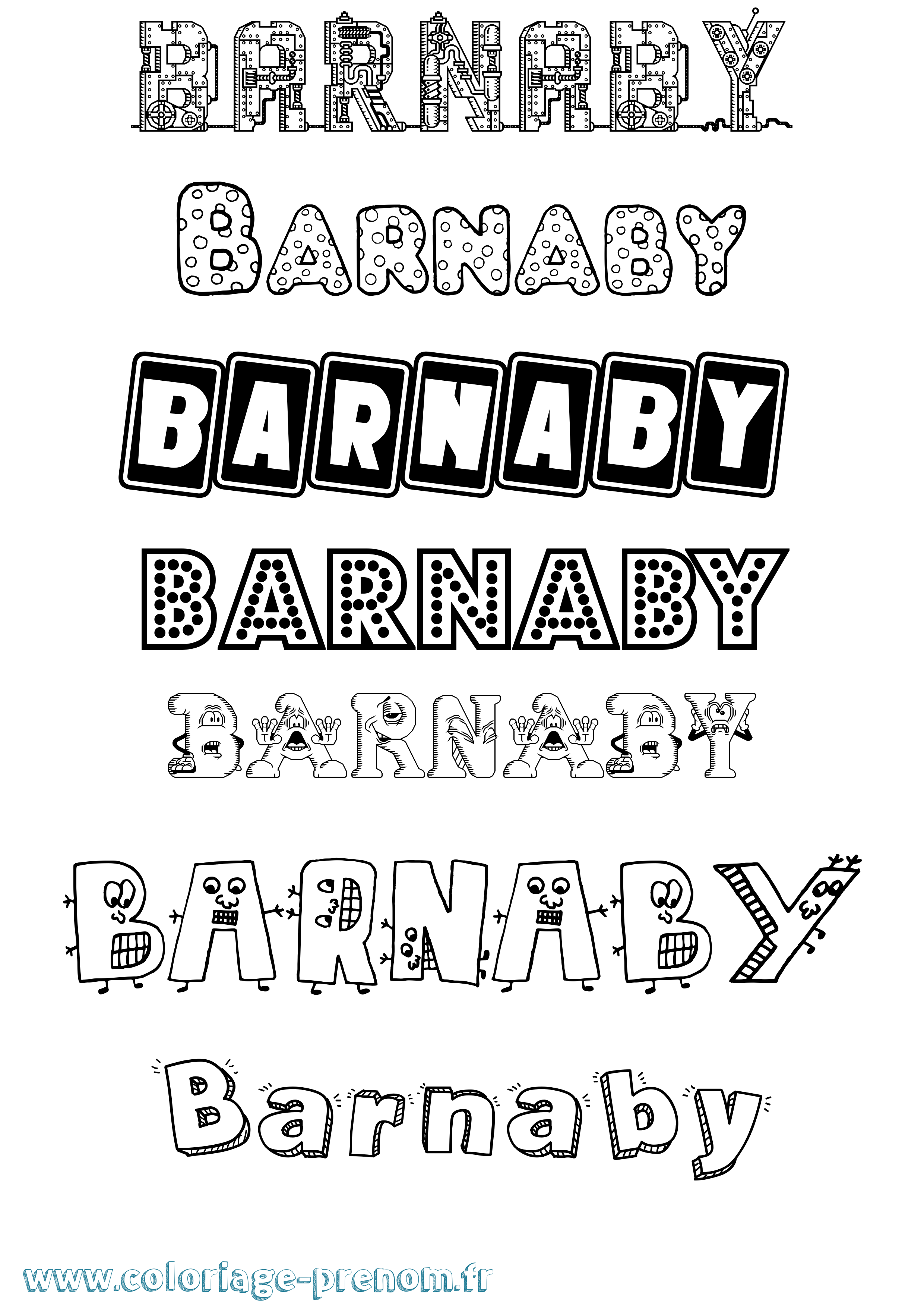 Coloriage prénom Barnaby Fun