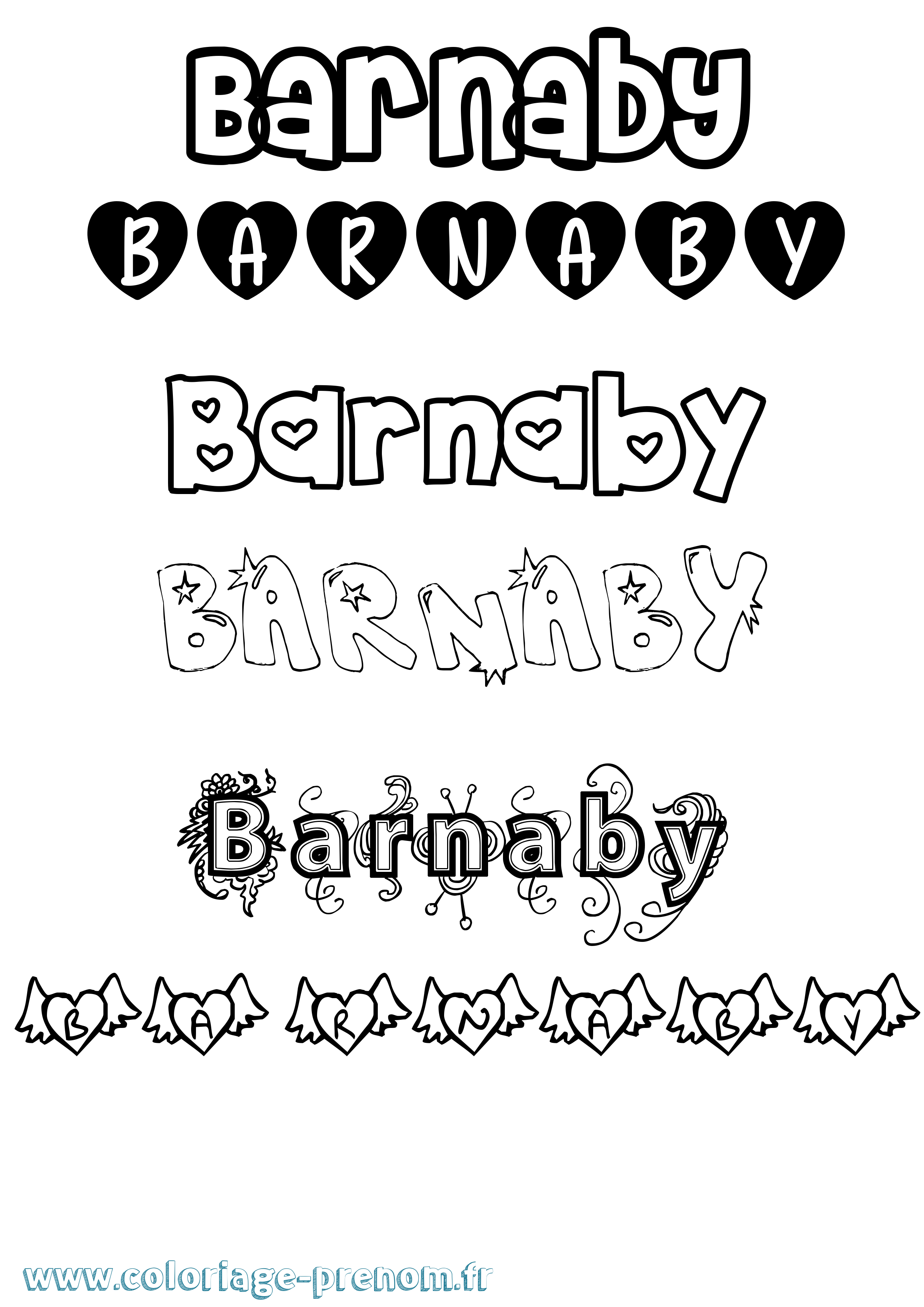 Coloriage prénom Barnaby Girly