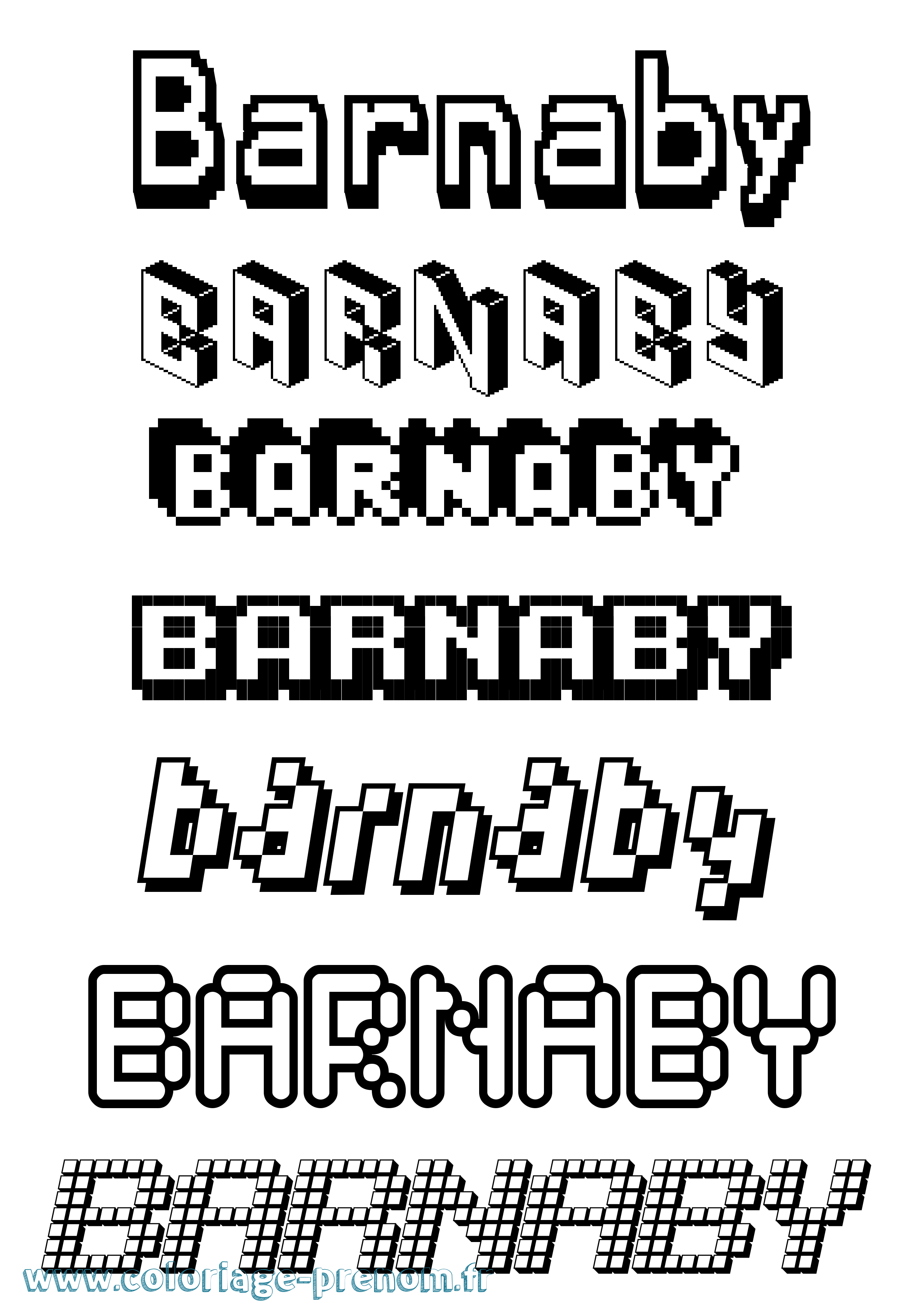 Coloriage prénom Barnaby Pixel