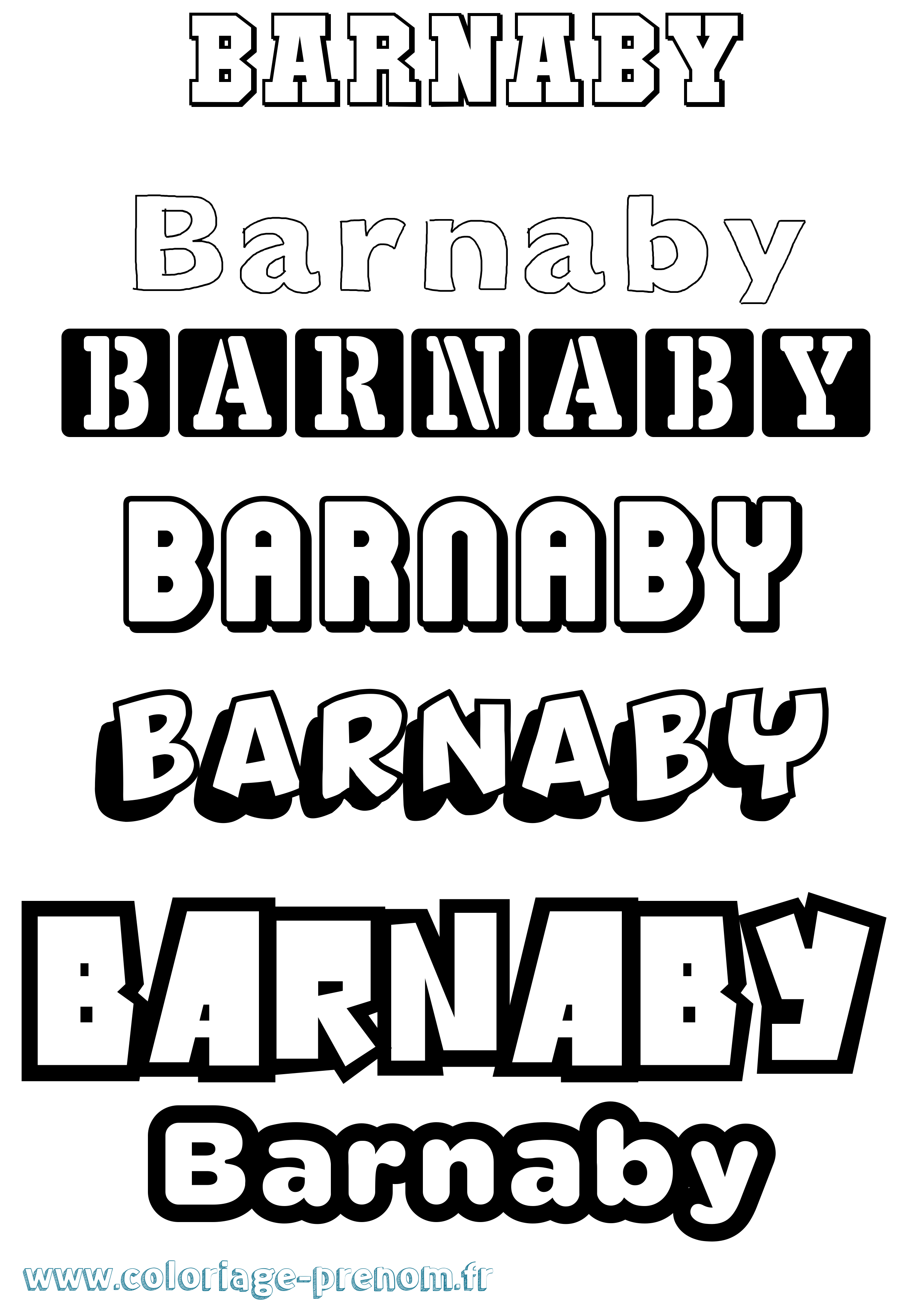 Coloriage prénom Barnaby Simple
