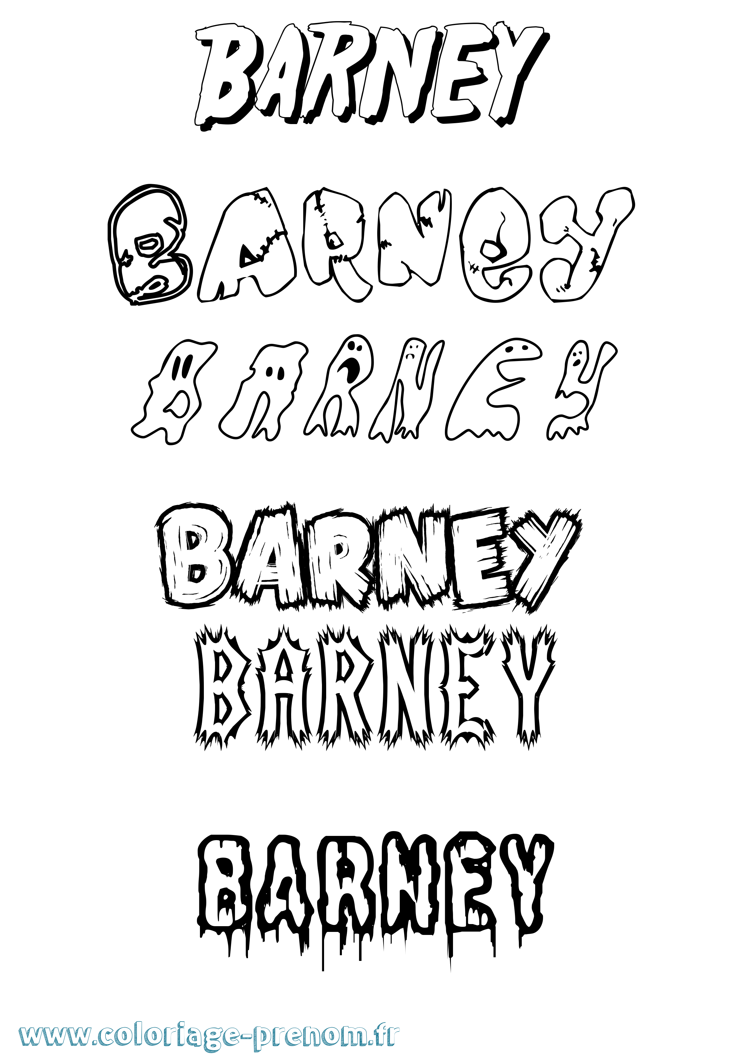 Coloriage Barney Frisson Coloriage prénom Barney Frisson