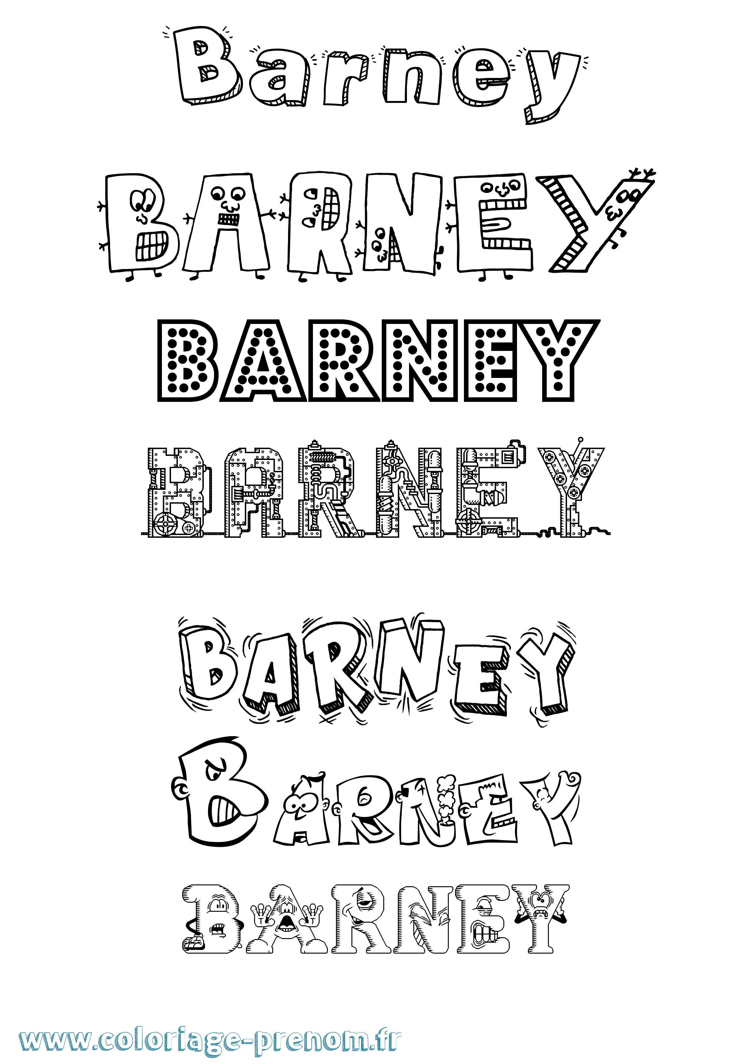 Coloriage Barney Fun Coloriage prénom Barney Fun