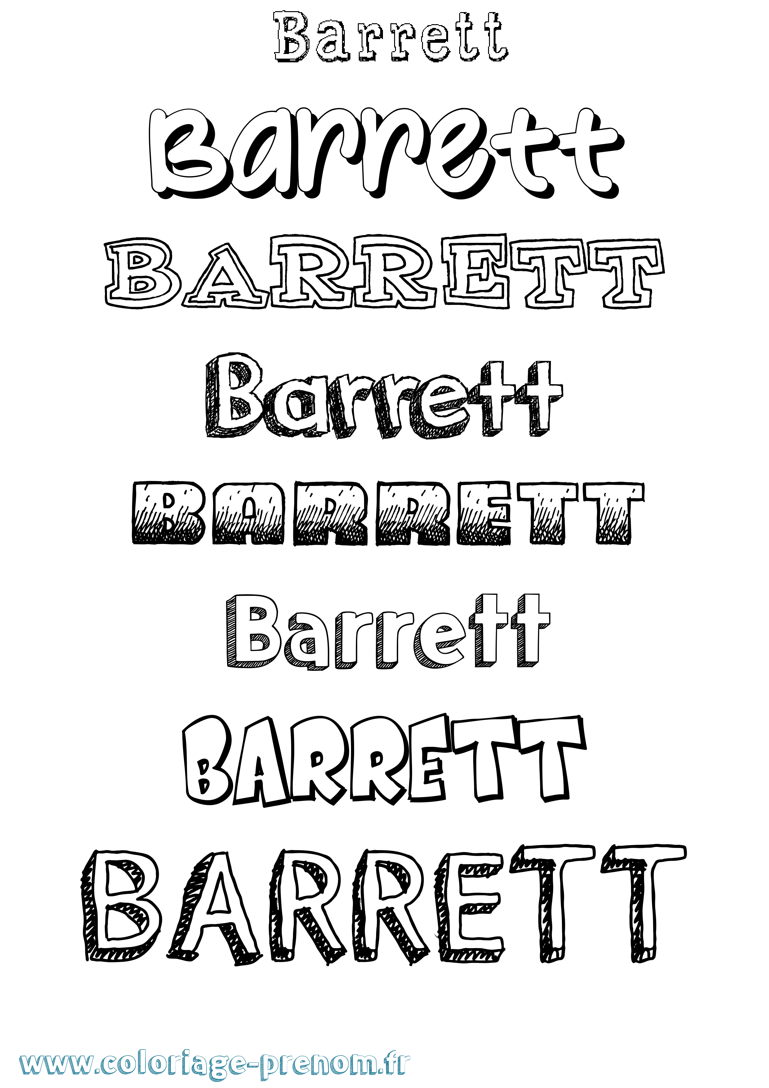 Coloriage prénom Barrett Dessiné