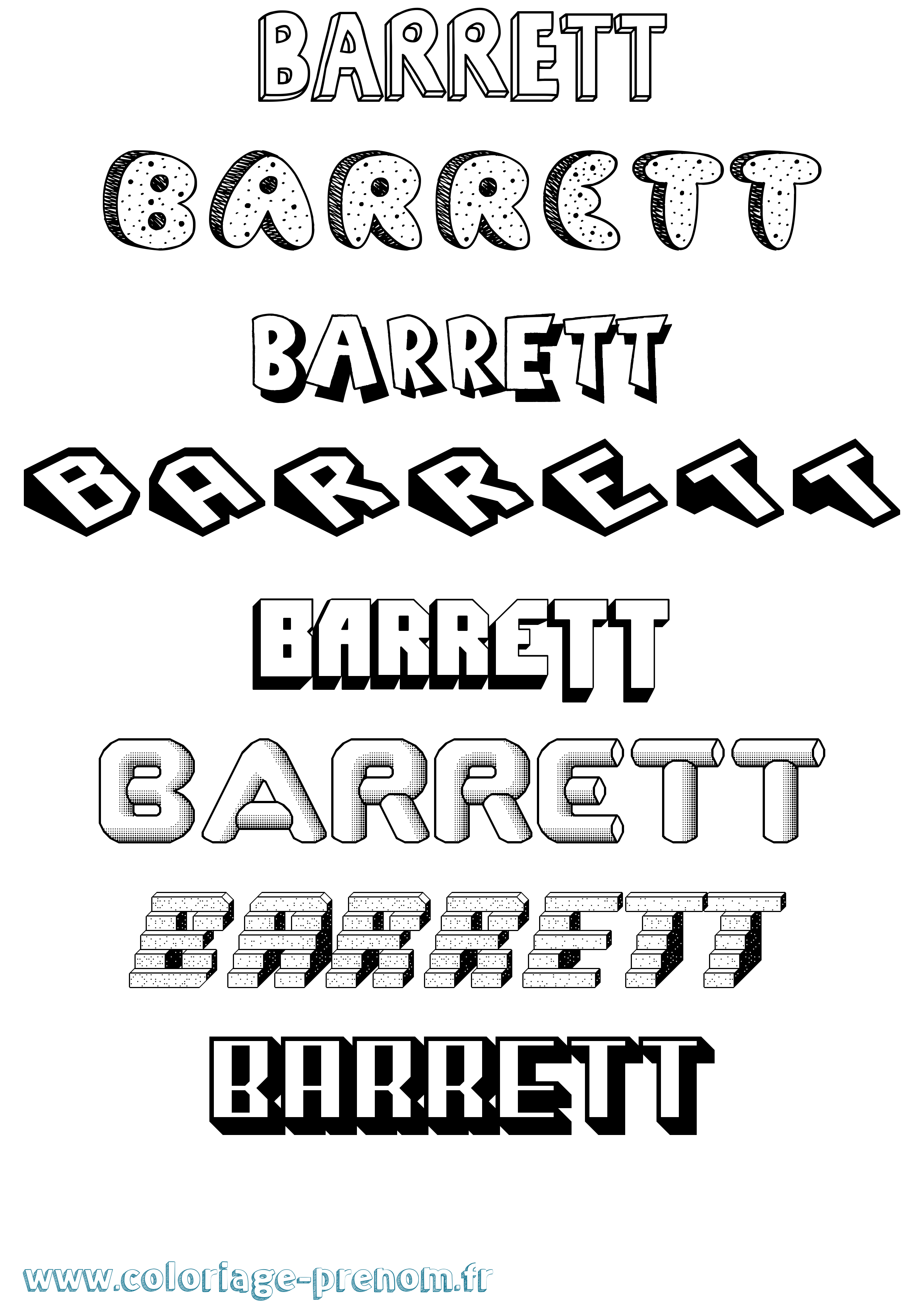 Coloriage prénom Barrett Effet 3D