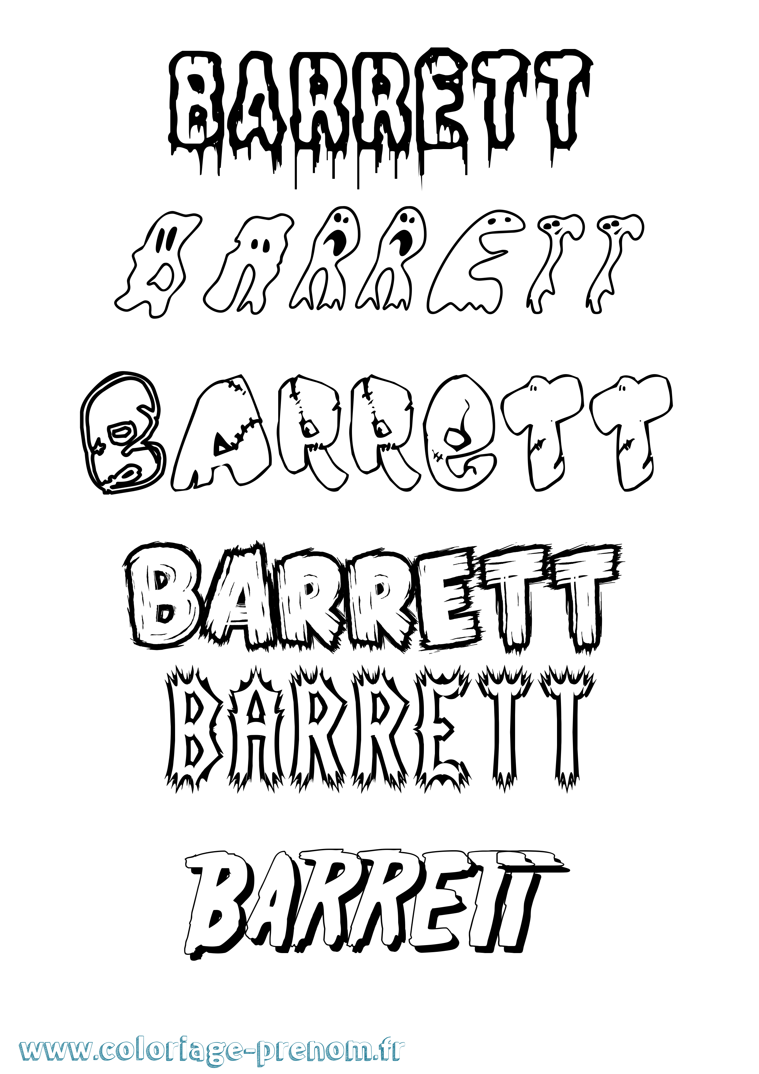 Coloriage prénom Barrett Frisson