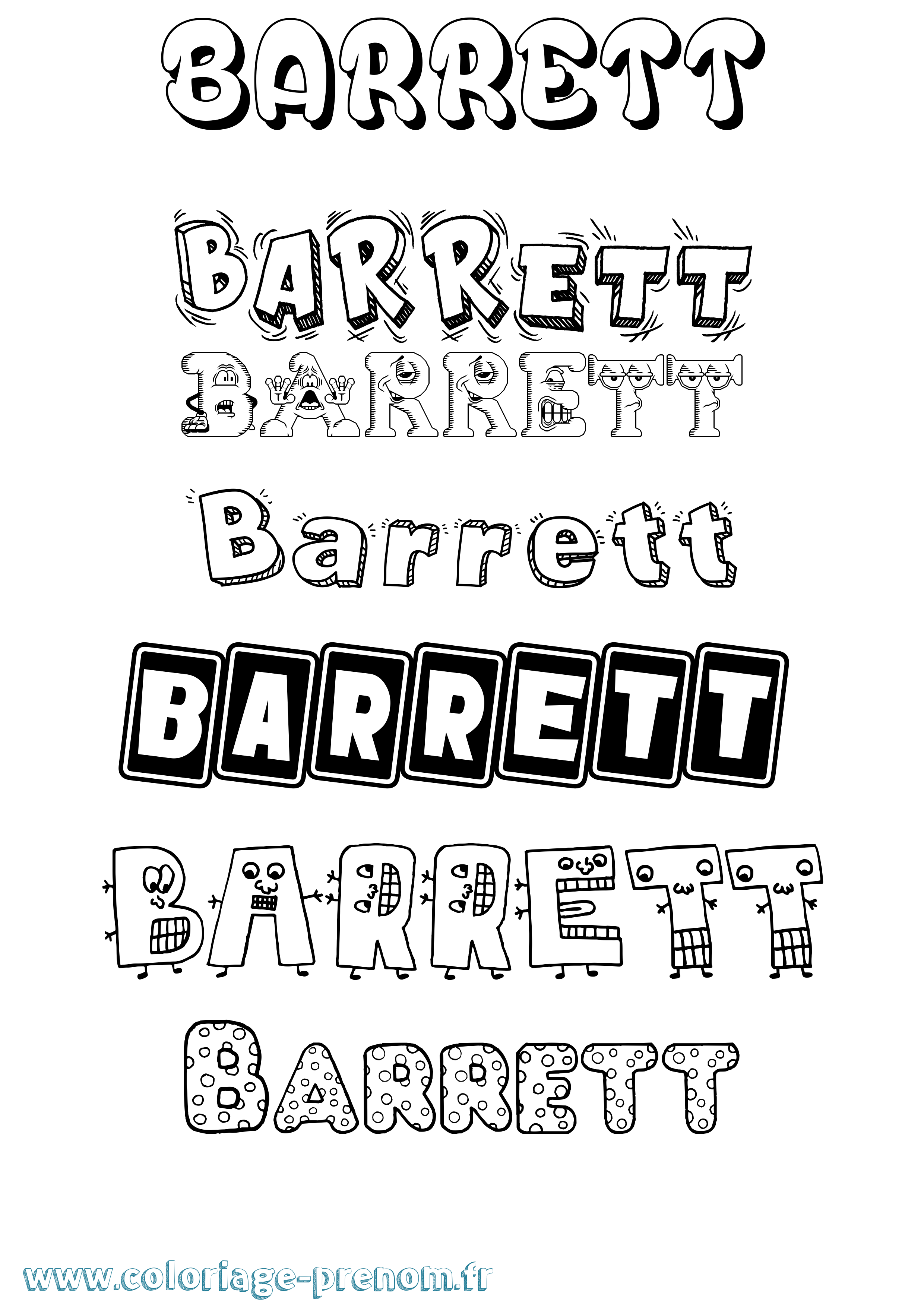 Coloriage prénom Barrett Fun